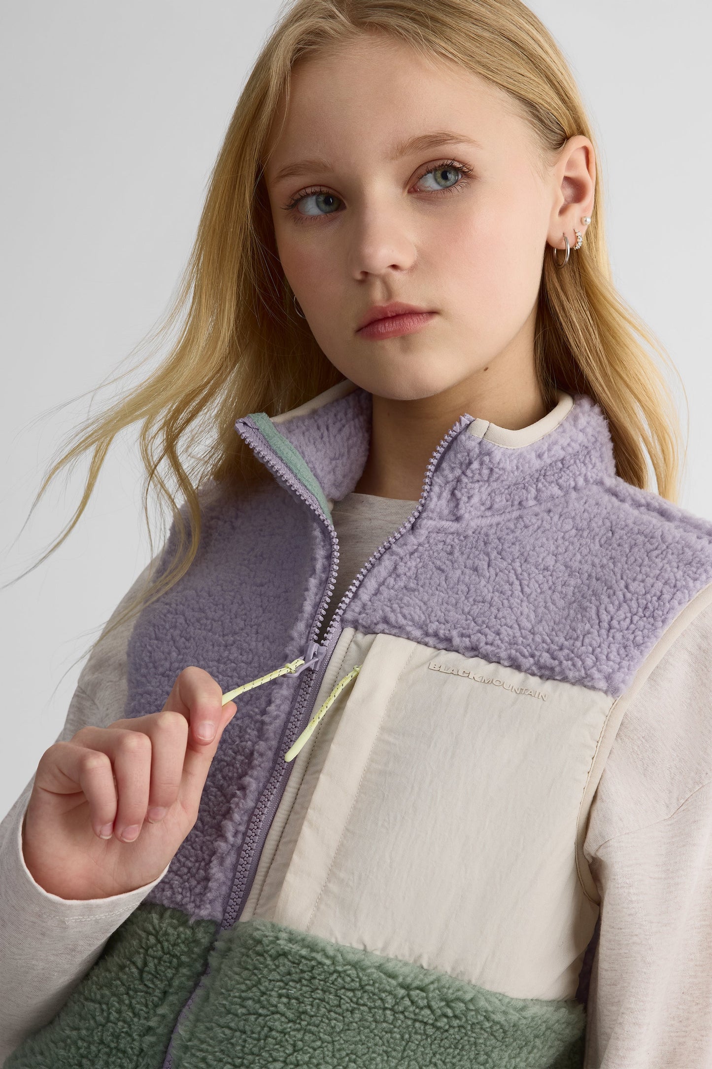 Veste colorblock sherpa à poches - Ado fille && LAVANDE/MULTI