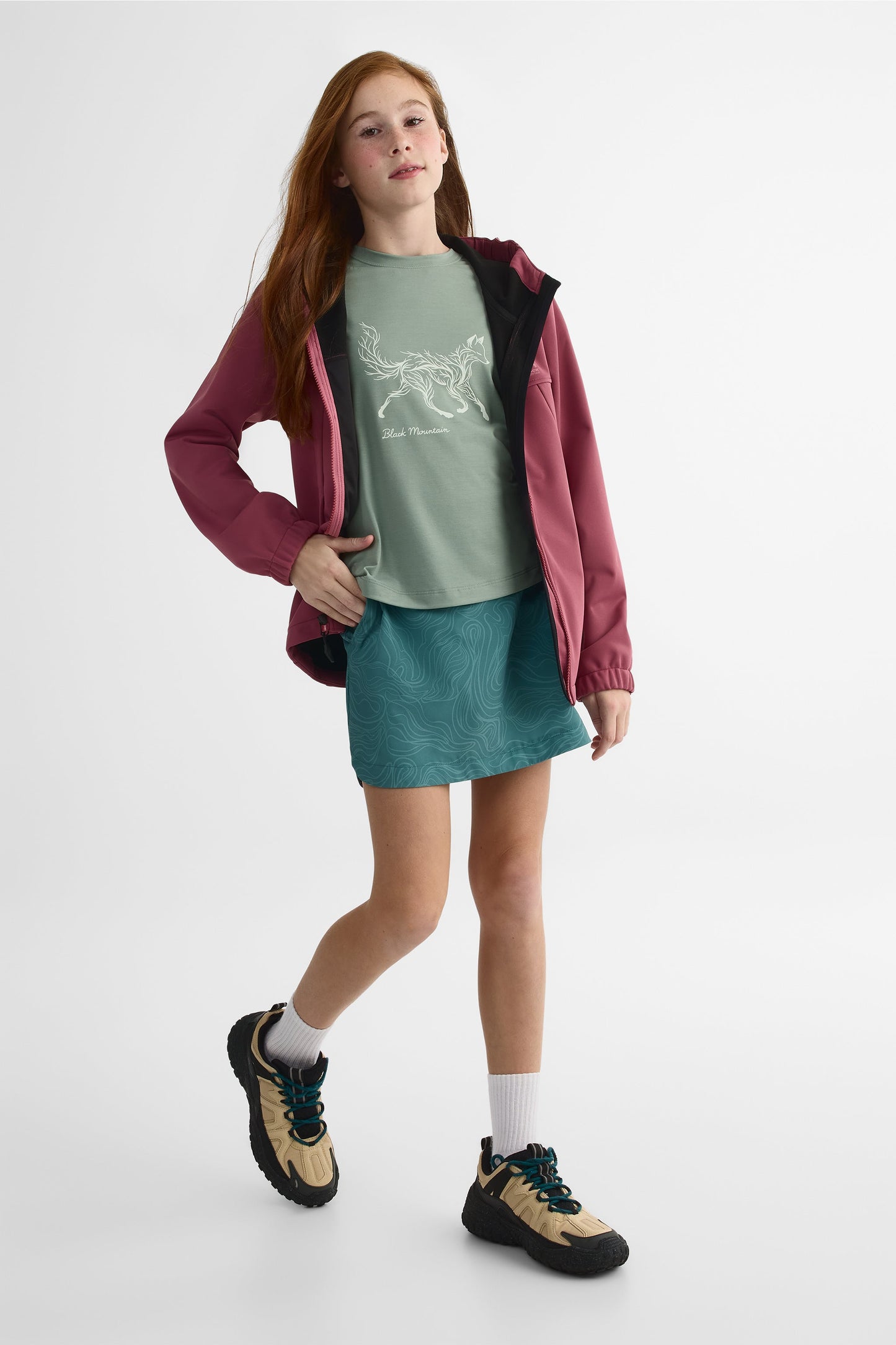 Jupe-short intégrée en techno poplin - Ado fille && VERT/MULTI