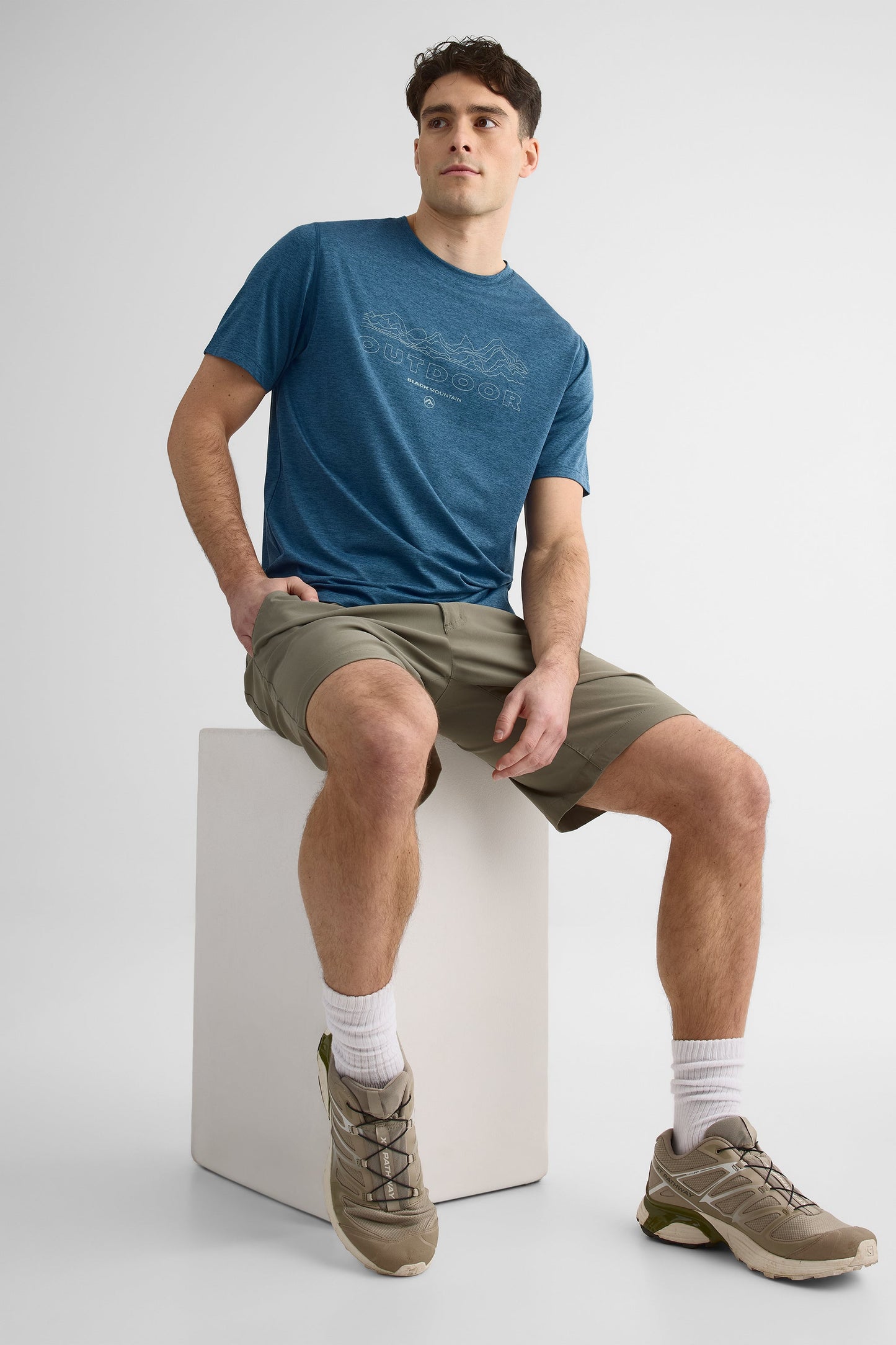 Chandail M/courtes uni avec imprimé graphique - Homme && MARIN MIXTE