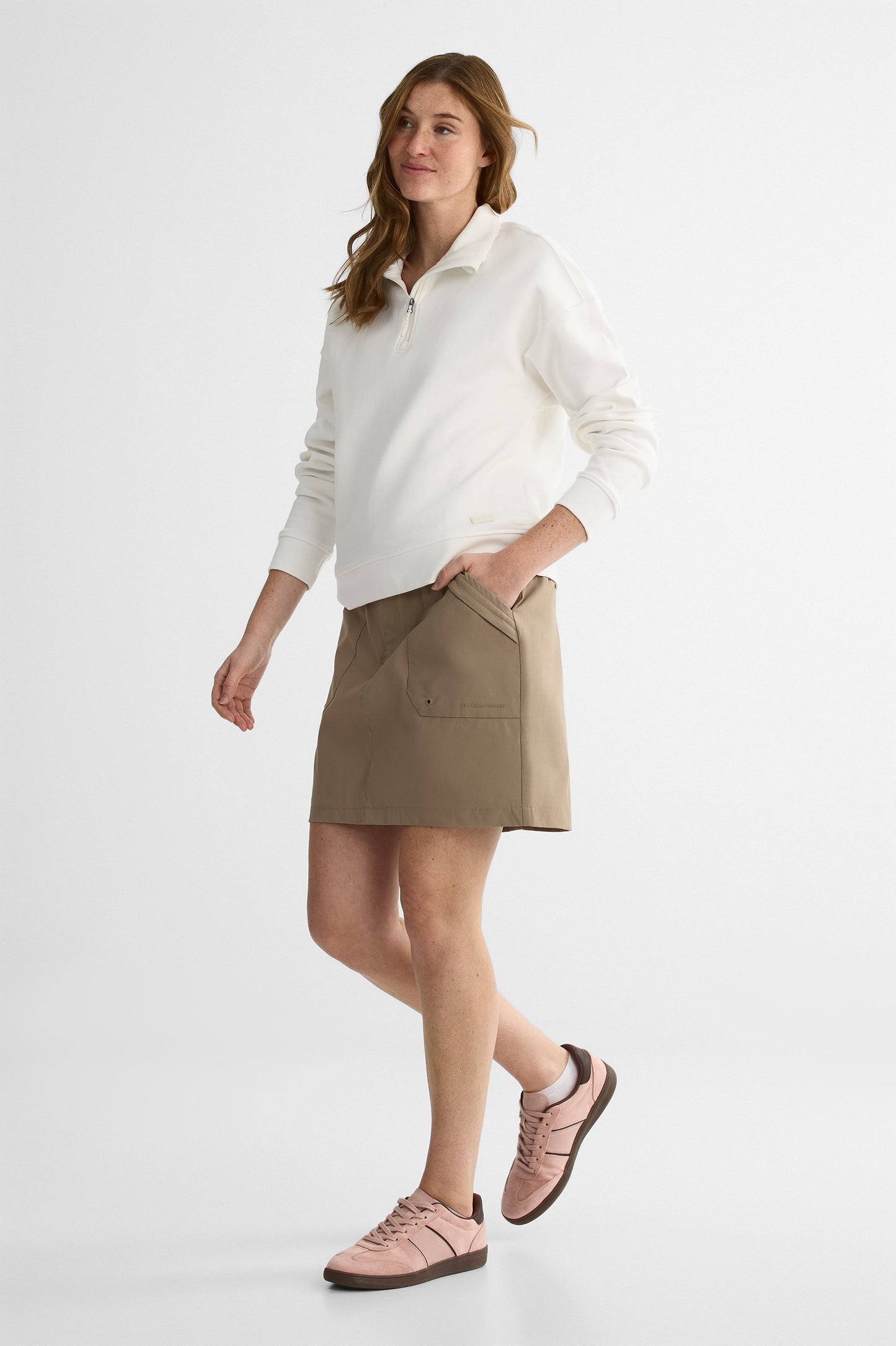 Jupe décontractée ajustable en nylon - Femme && TAUPE