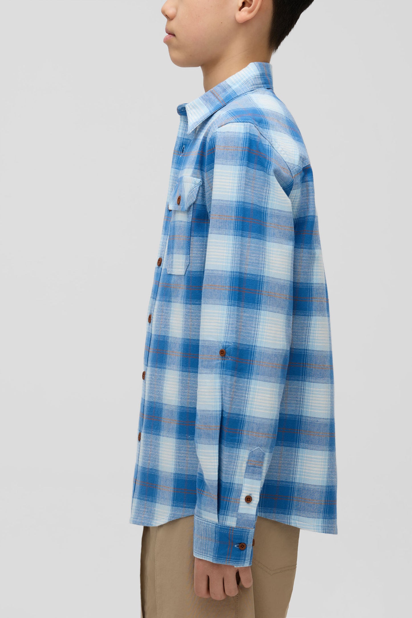 Chemise à carreaux en coton ultradoux - Ado garçon && BLEU MULTI
