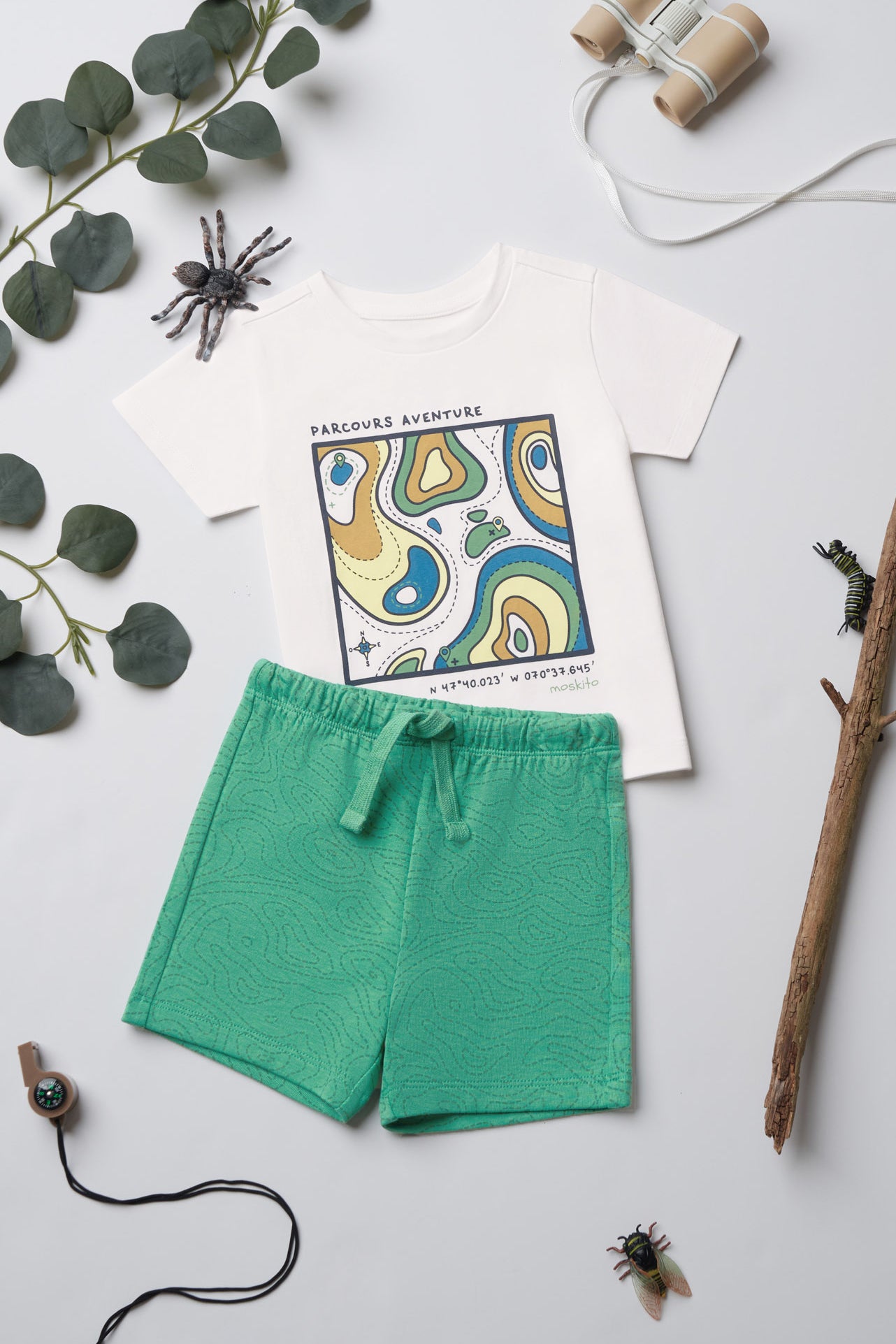 Ensemble coloré avec t-shirt et short - Enfant garçon && BLANC