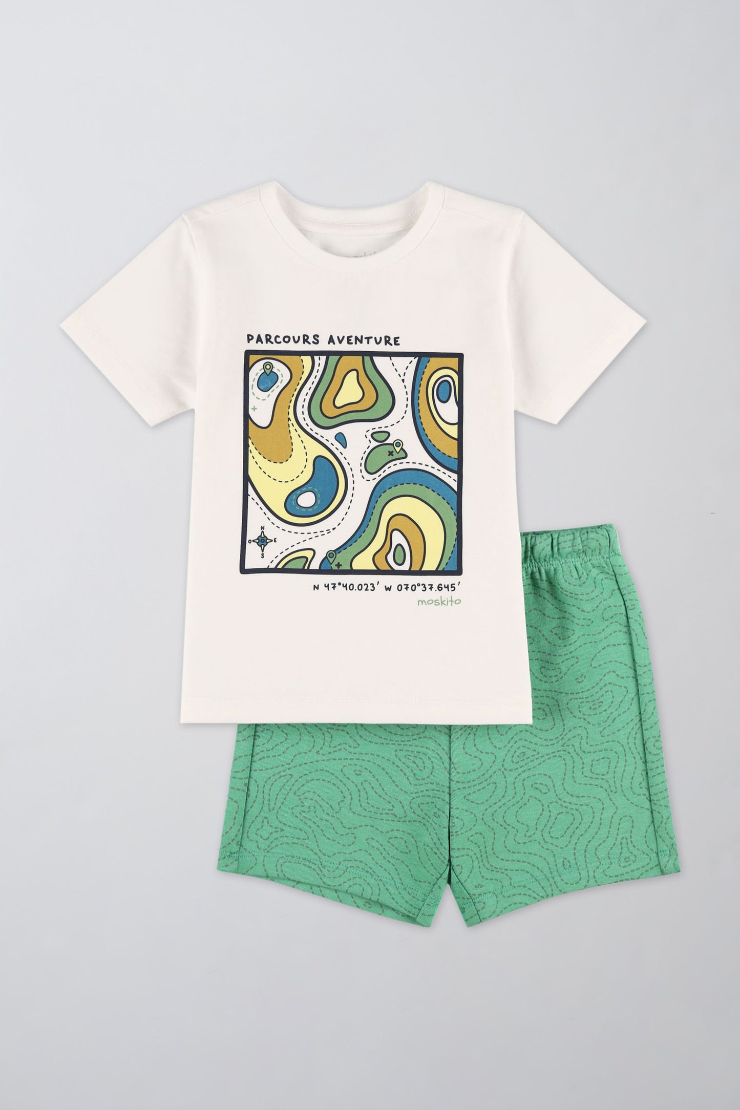 Ensemble coloré avec t-shirt et short - Bébé garçon && BLANC