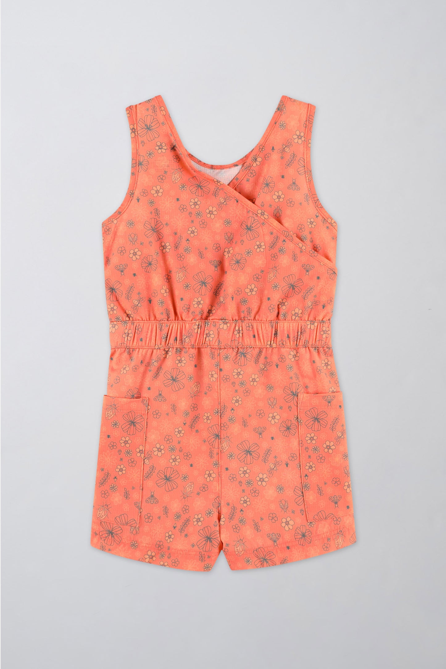 Combi-short résistant en ripstop - Enfant fille && ORANGE MULTI