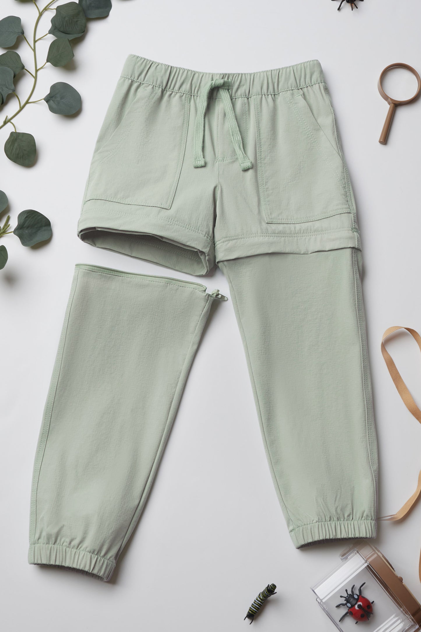 Pantalon résistant convertible en short - Enfant fille && VERT