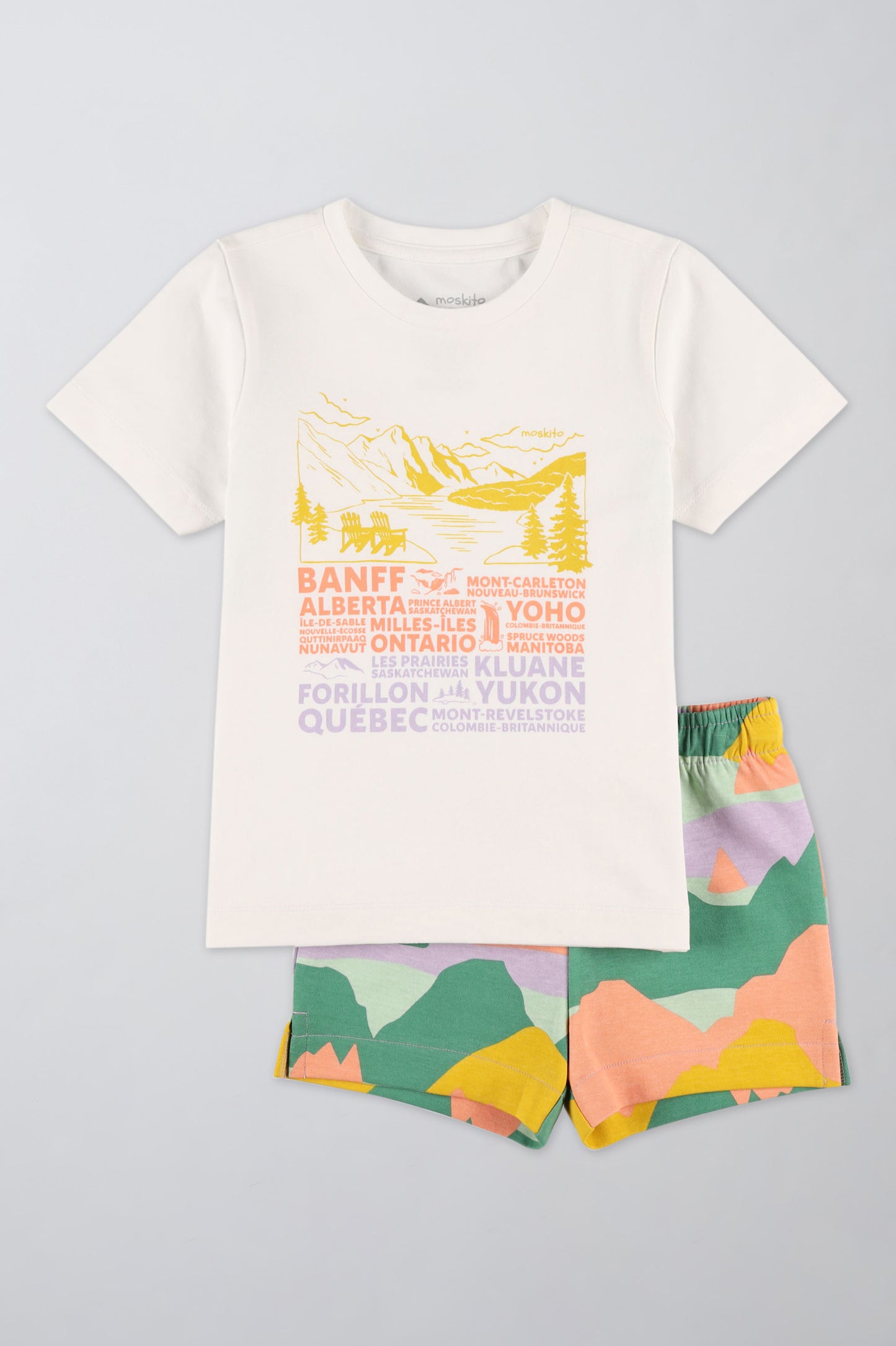 Ensemble coloré avec t-shirt et short - Enfant fille && BLANC