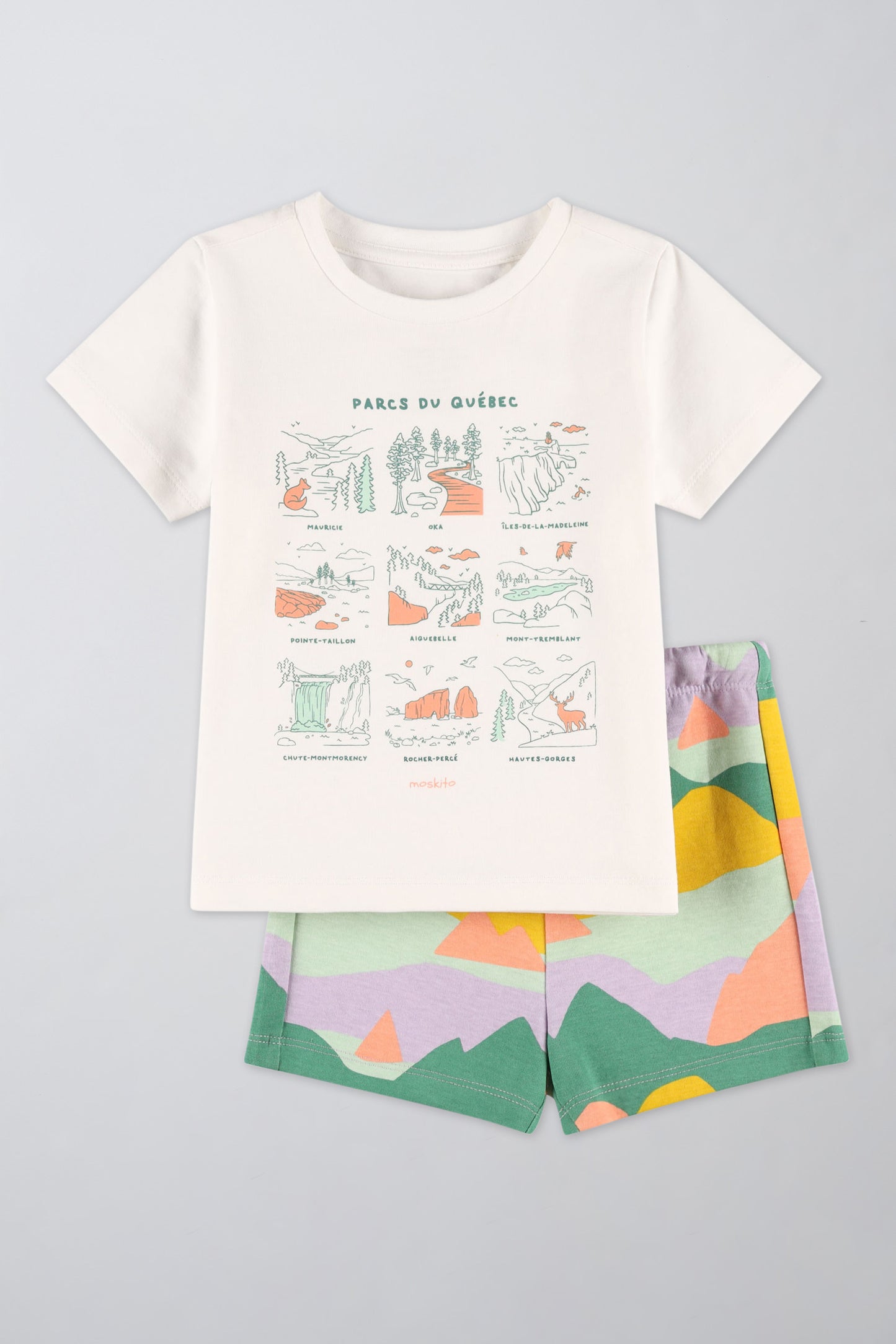 Ensemble coloré avec t-shirt et short - Bébé fille && BLANC