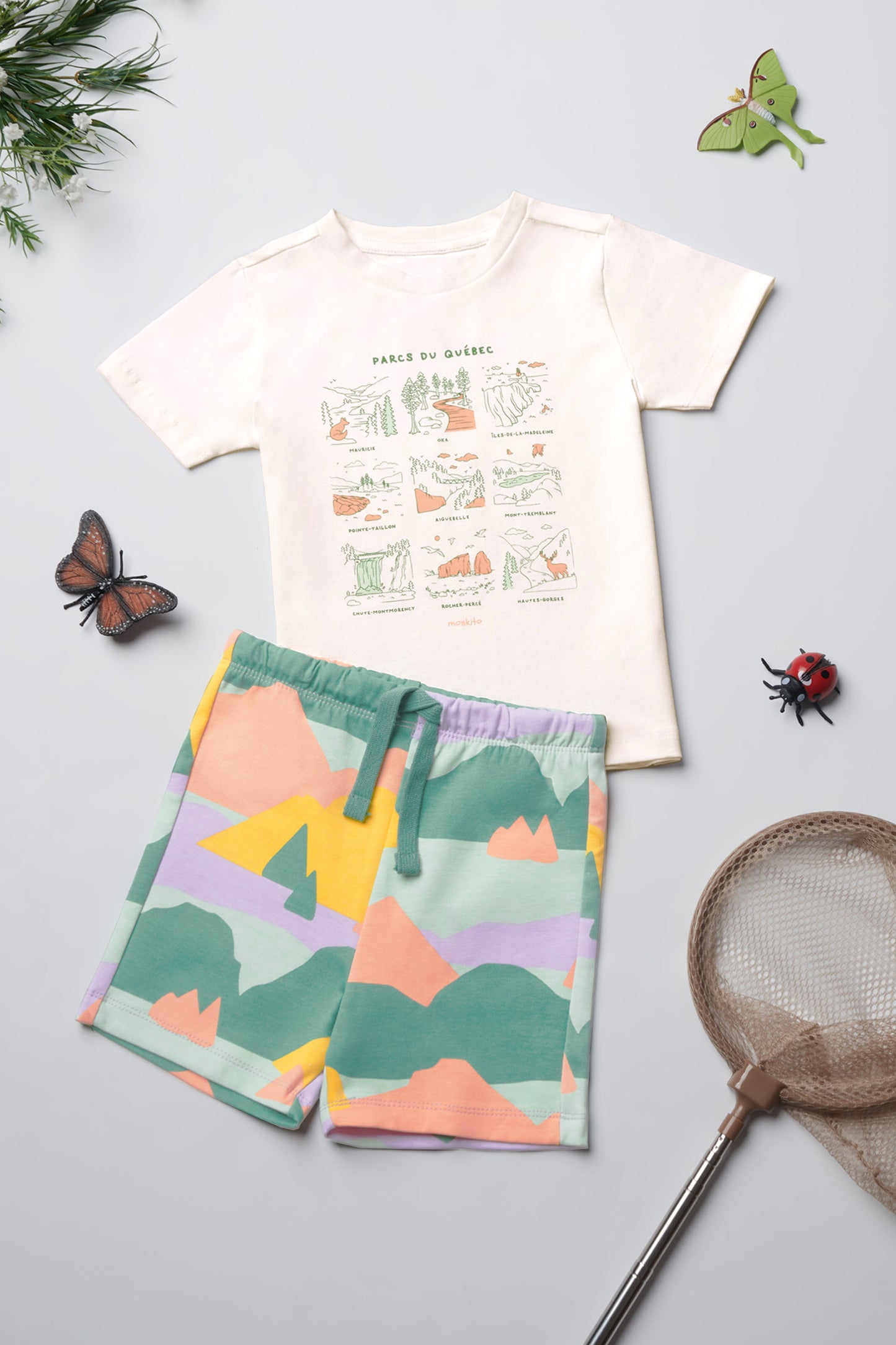 Ensemble coloré avec t-shirt et short - Bébé fille && BLANC