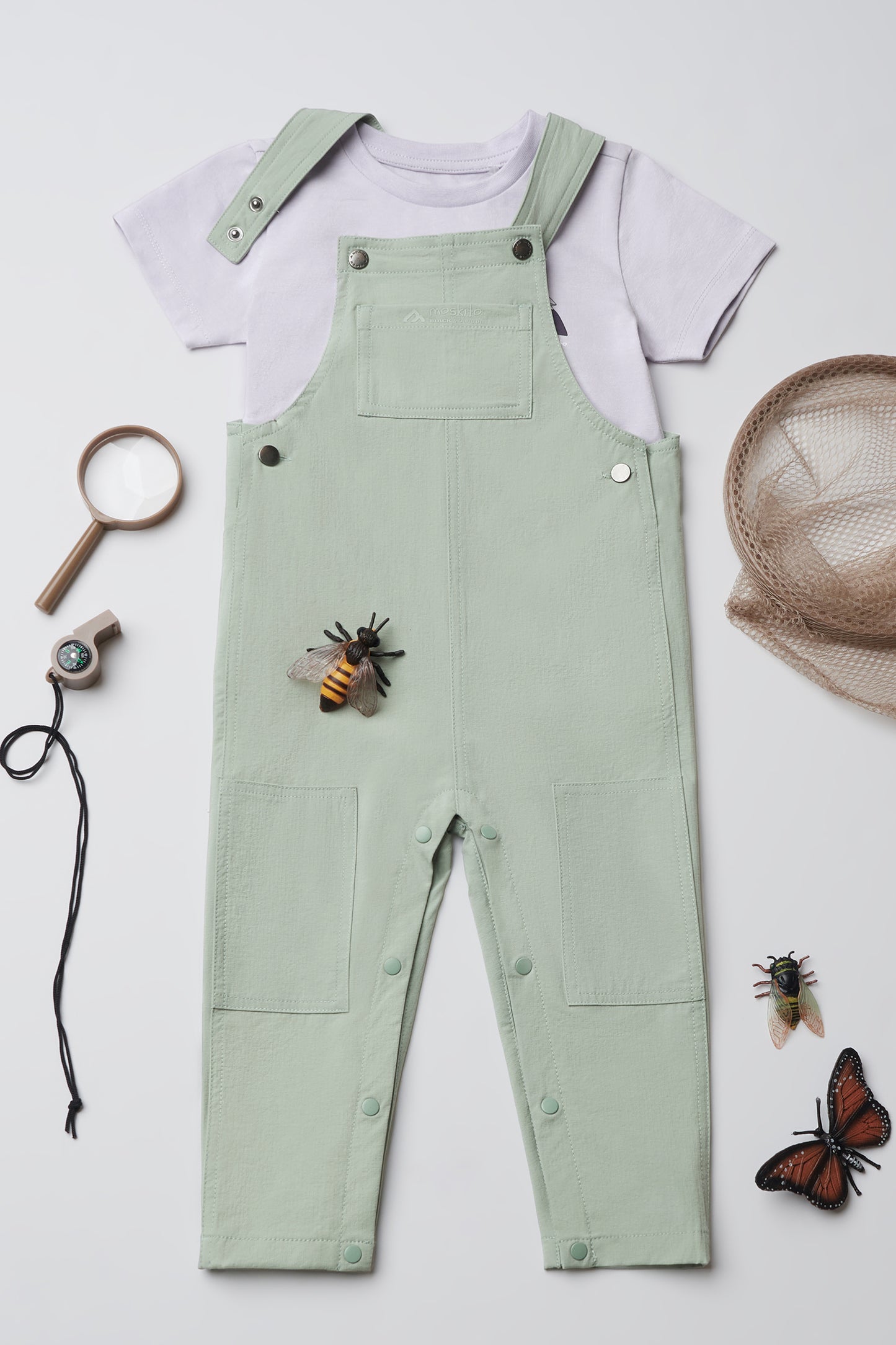 Salopette extensible en ripstop - Bébé fille && VERT