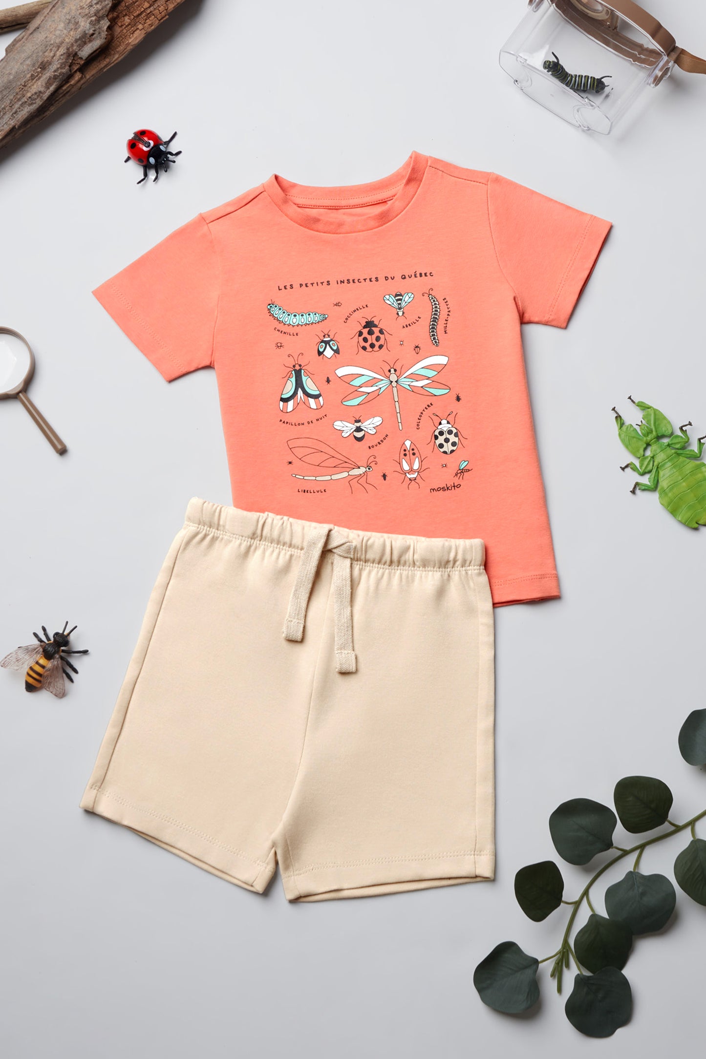 Ensemble coloré avec t-shirt et short - Bébé fille && ORANGE