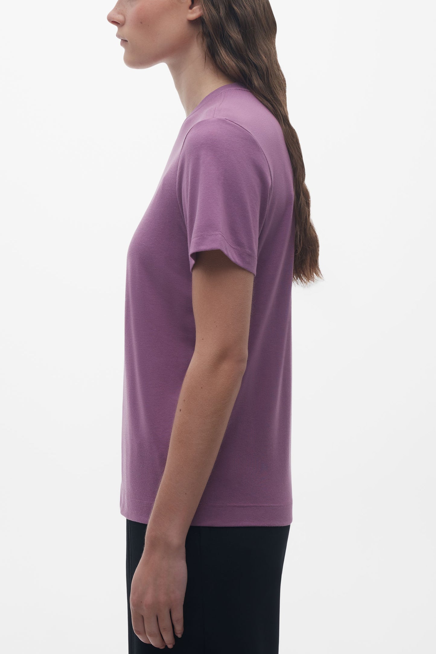 T-shirt col rond sport - Femme && MAUVE FONCE