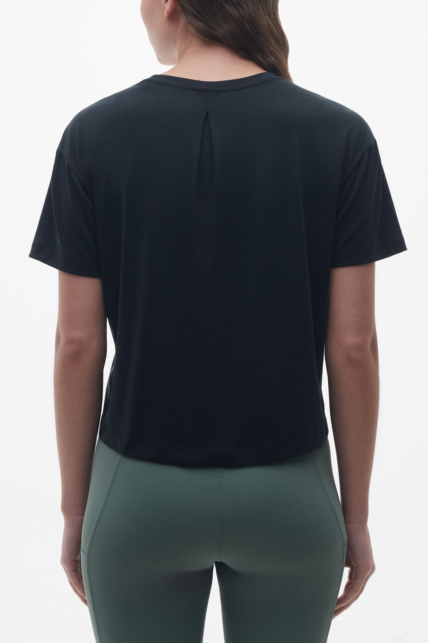 T-shirt col rond lyocell - Femme && NOIR