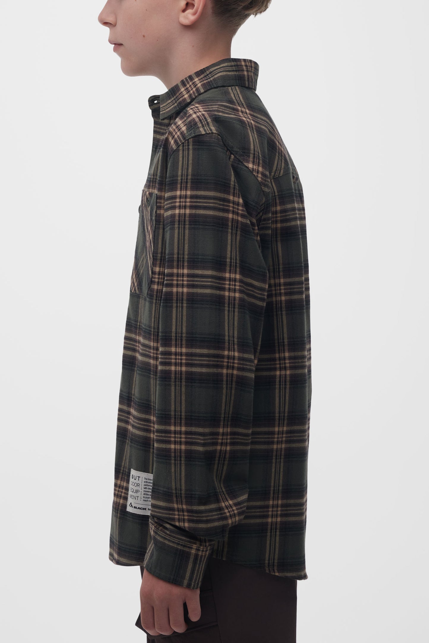 Chemise à carreaux en flanelle - Ado garçon && KAKI/MULTI