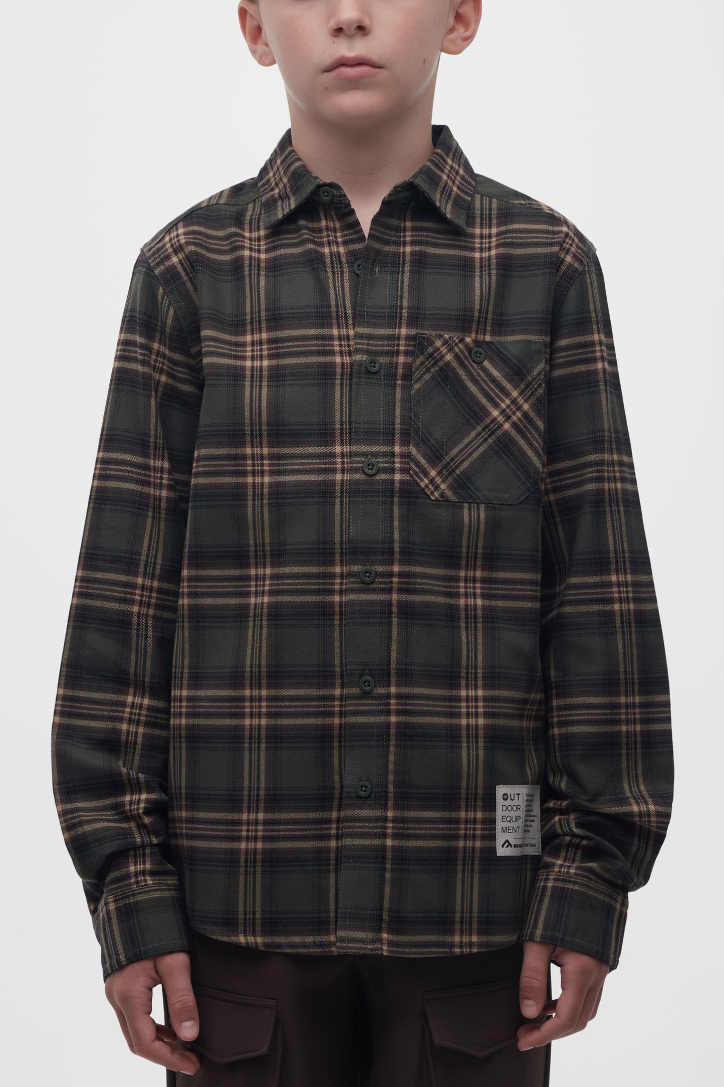 Chemise à carreaux en flanelle - Ado garçon && KAKI/MULTI