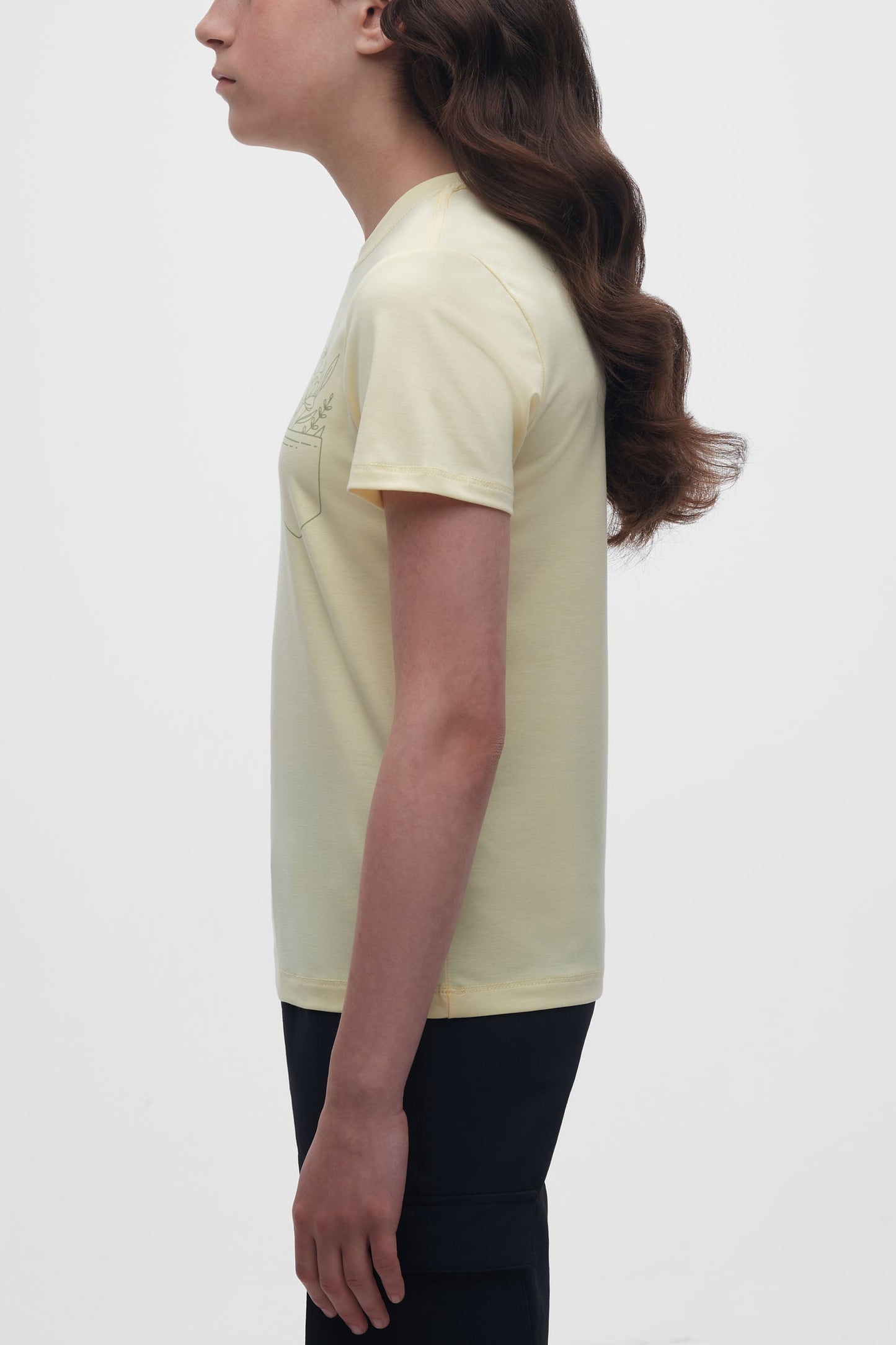 T-shirt col rond lyocell - Ado fille && JAUNE