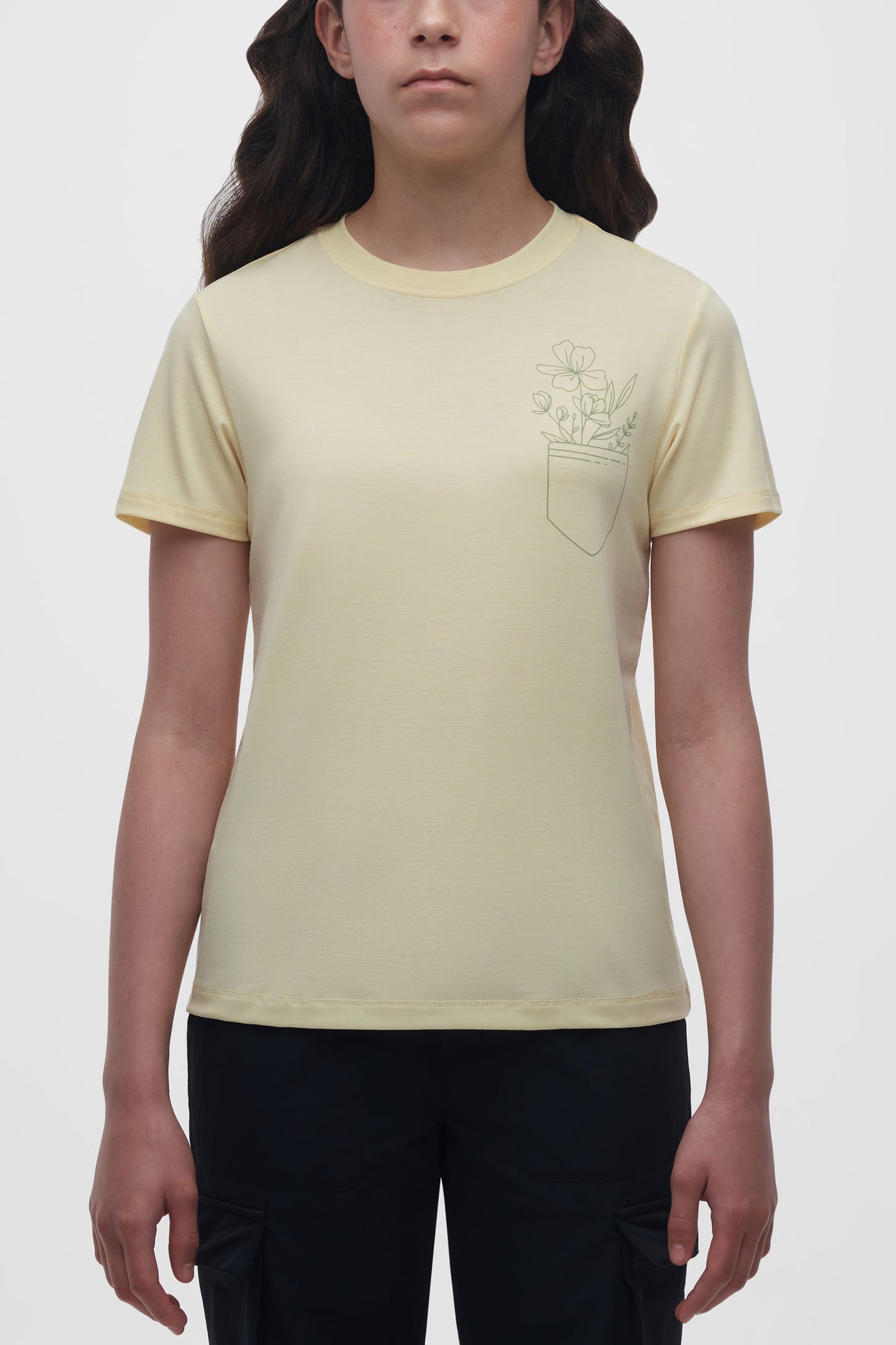 T-shirt col rond lyocell - Ado fille && JAUNE