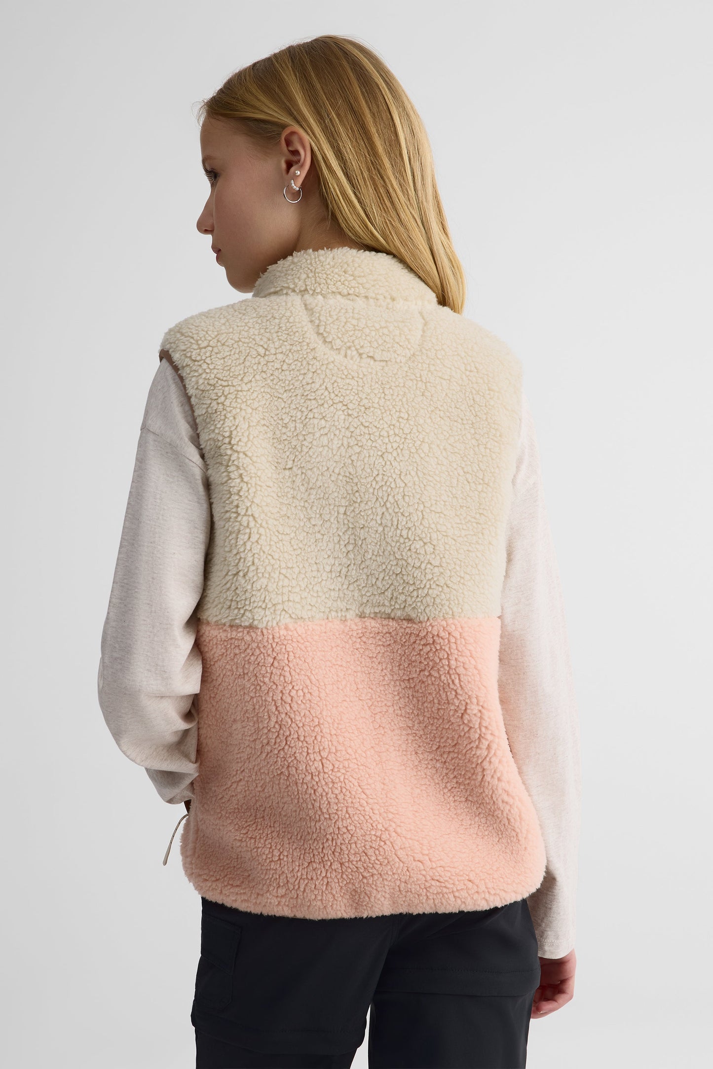 Veste colorblock sherpa à poches - Ado fille && BEIGE/MULTI