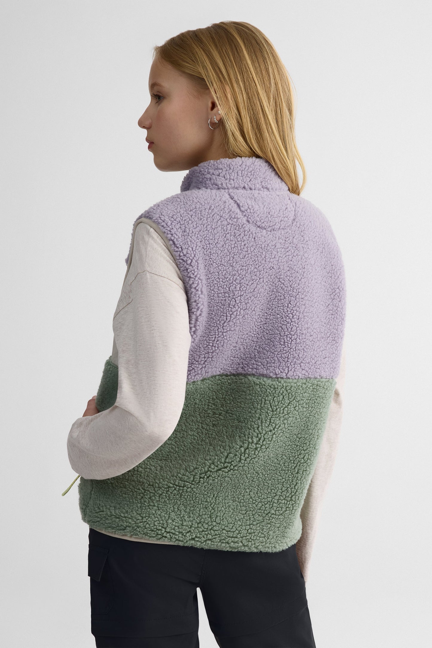 Veste colorblock sherpa à poches - Ado fille && LAVANDE/MULTI