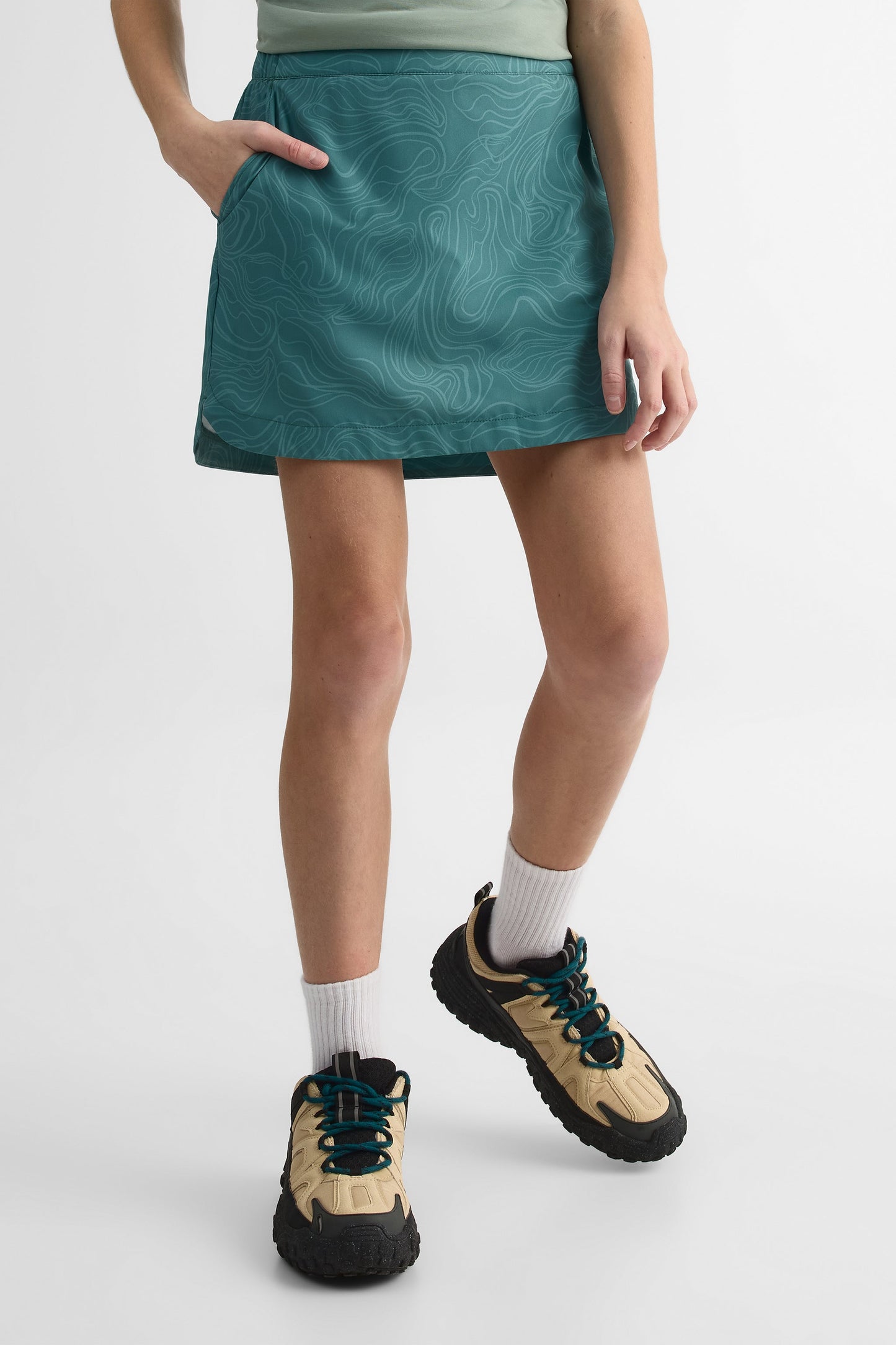 Jupe-short intégrée en techno poplin - Ado fille && VERT/MULTI