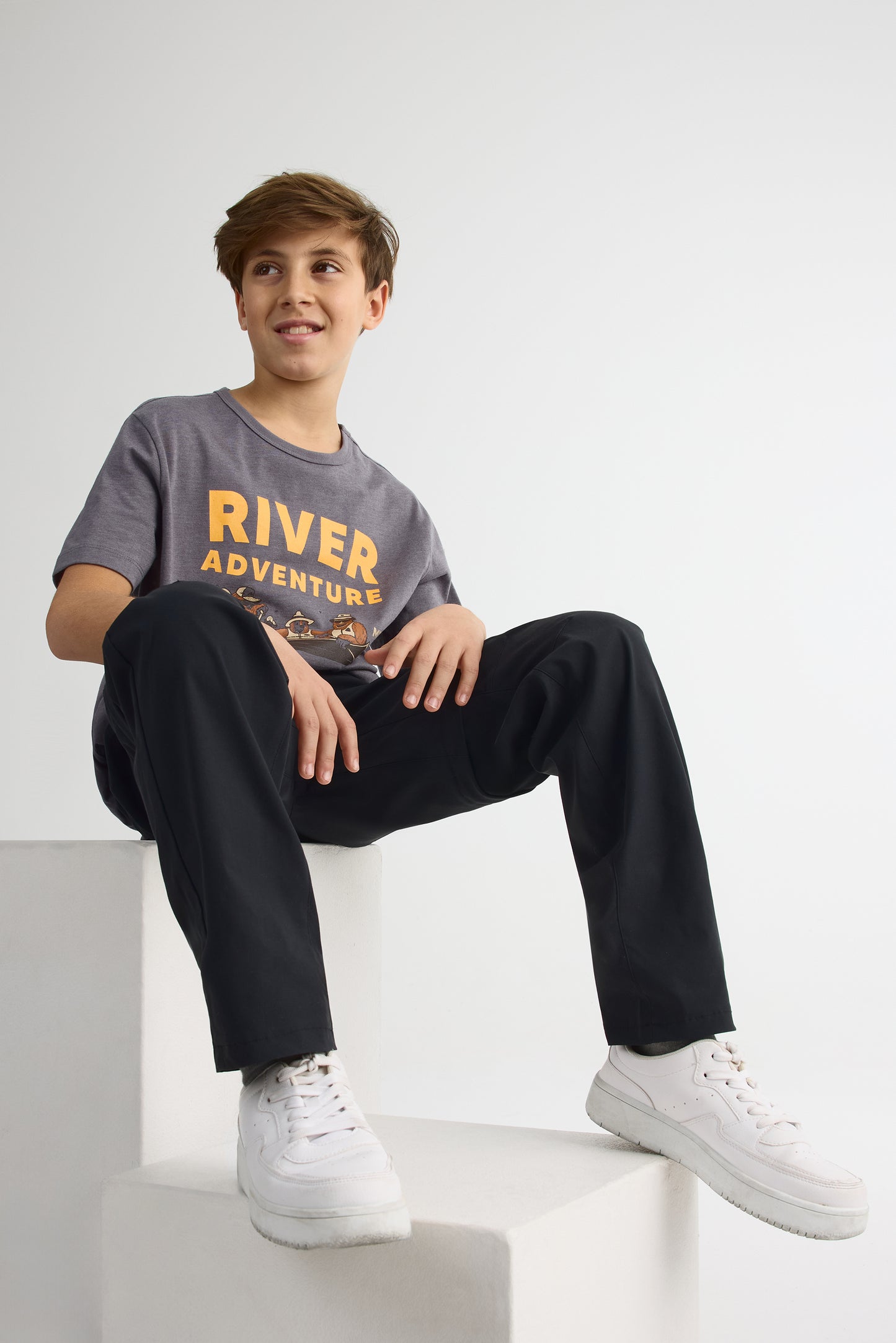 T-shirt avec fibres recyclées - Ado garçon && GRIS MIXTE