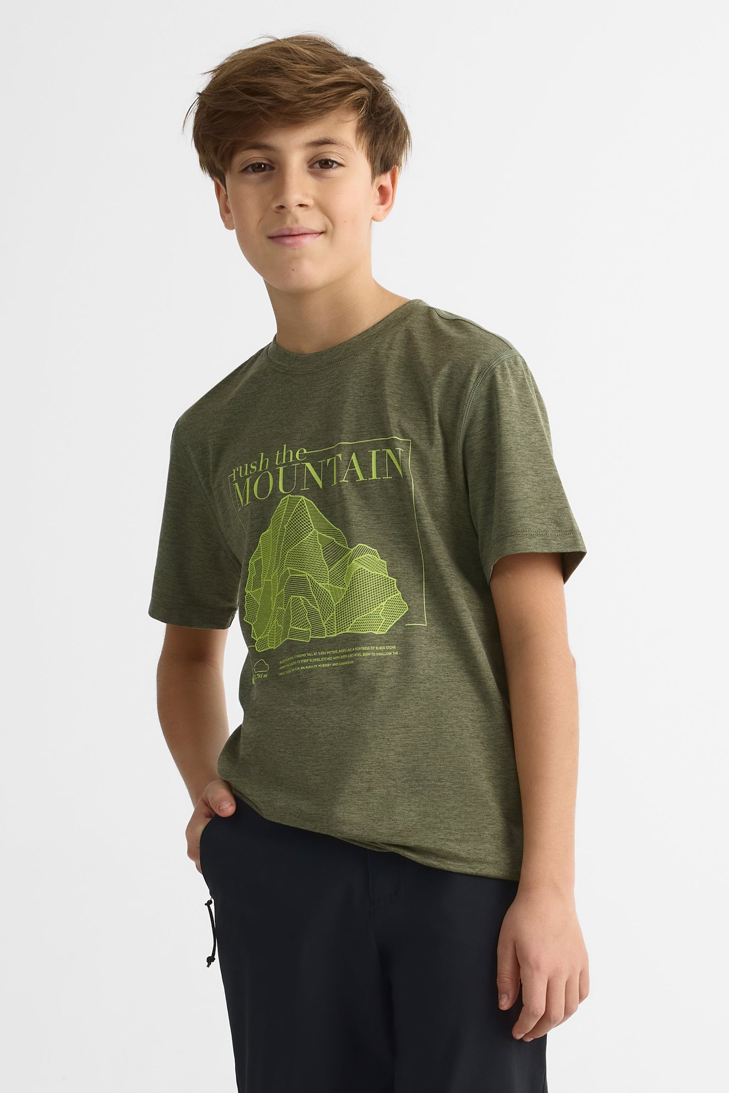 T-shirt graphique semi-ajusté – Ado garçon && OLIVE
