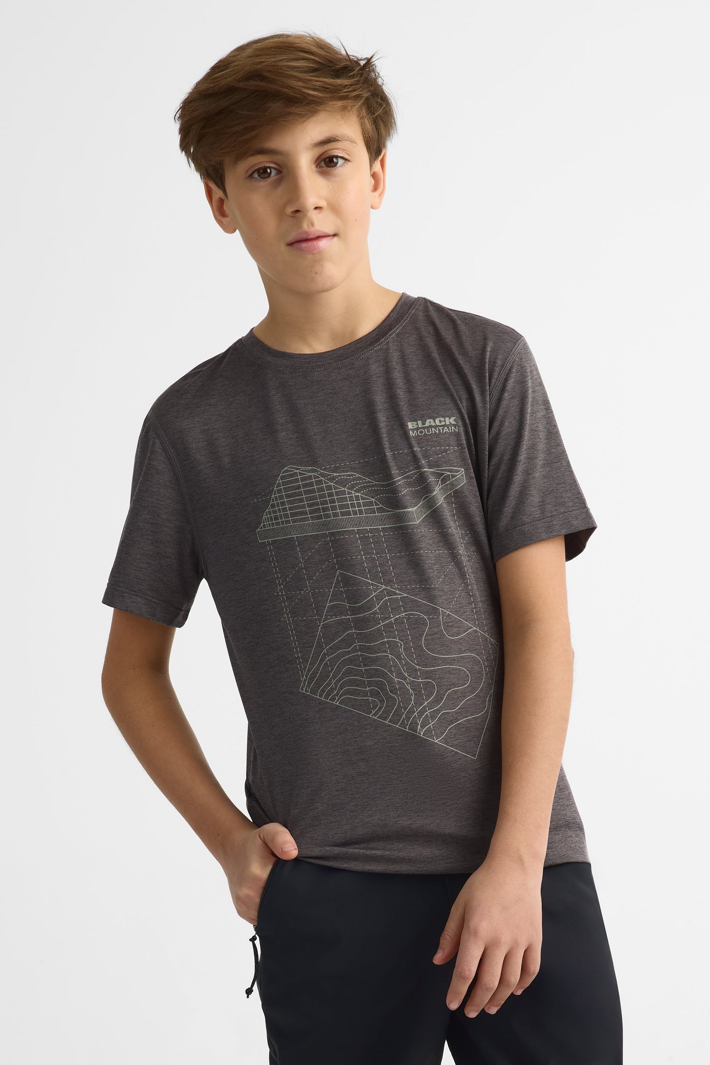 T-shirt graphique semi-ajusté – Ado garçon && GRIS MIXTE