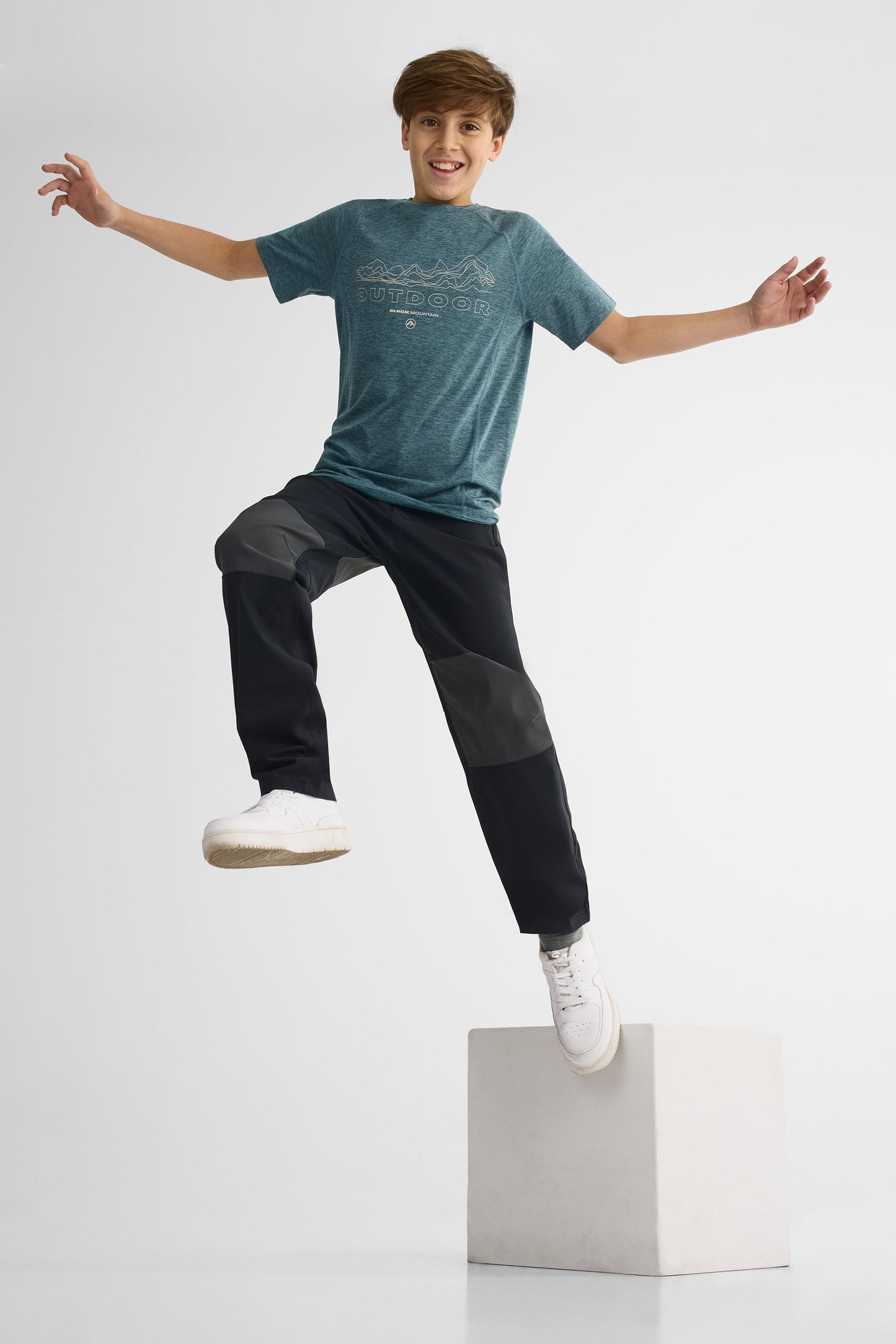 Pantalon Tech coupe droite – Ado garçon && NOIR/MULTI