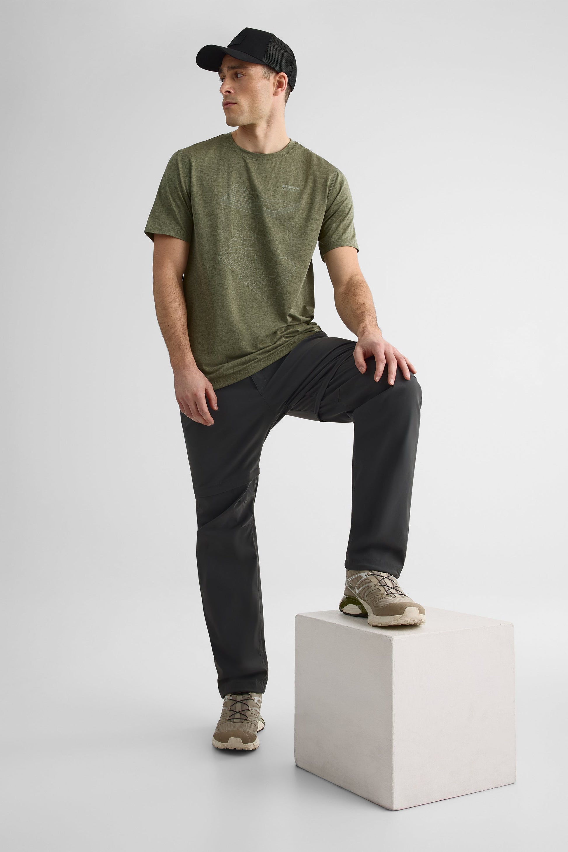 Chandail M/courtes uni avec imprimé graphique - Homme && VERT MIXTE