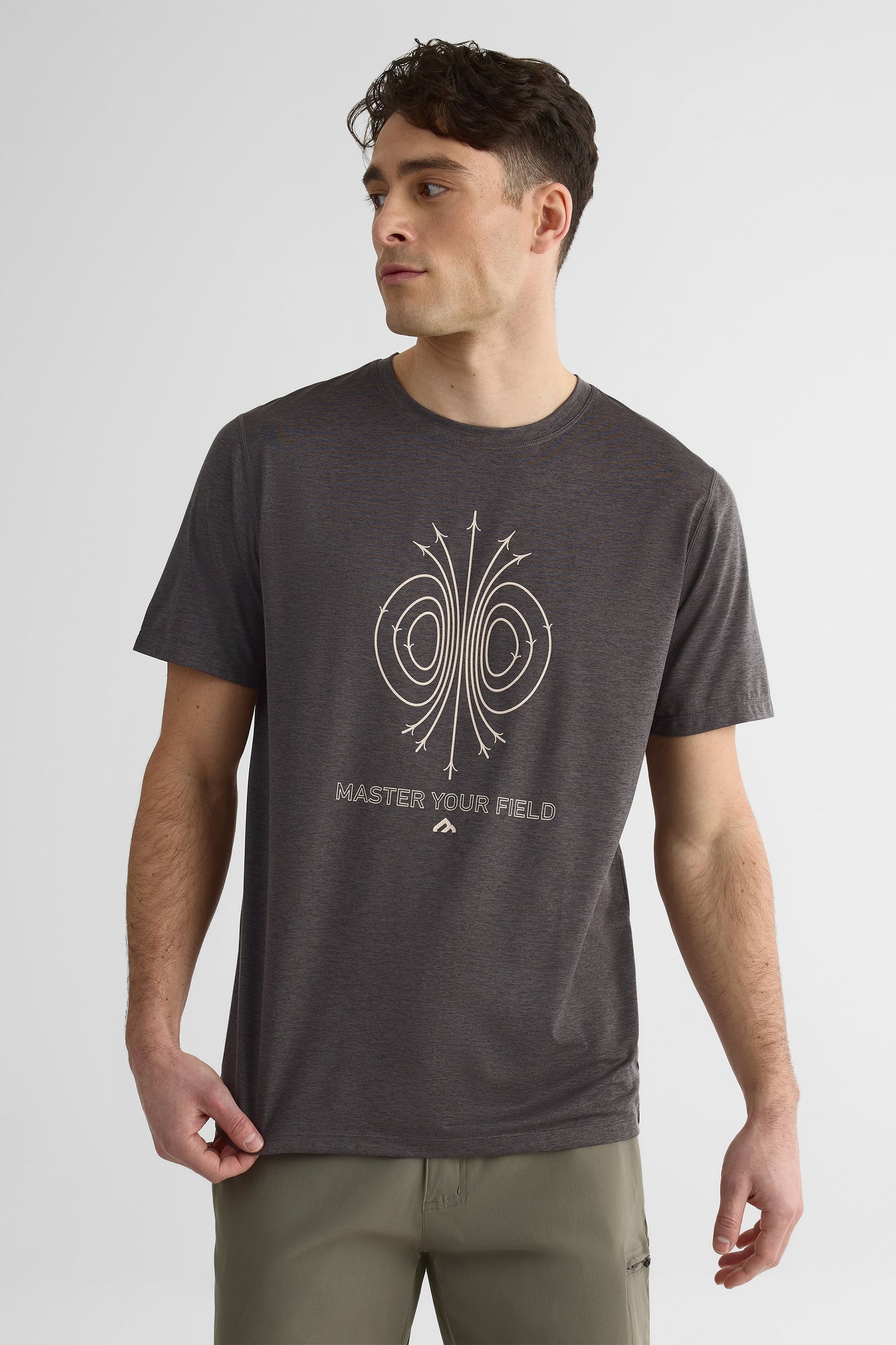 Chandail M/courtes uni avec imprimé graphique - Homme && GRIS MIXTE