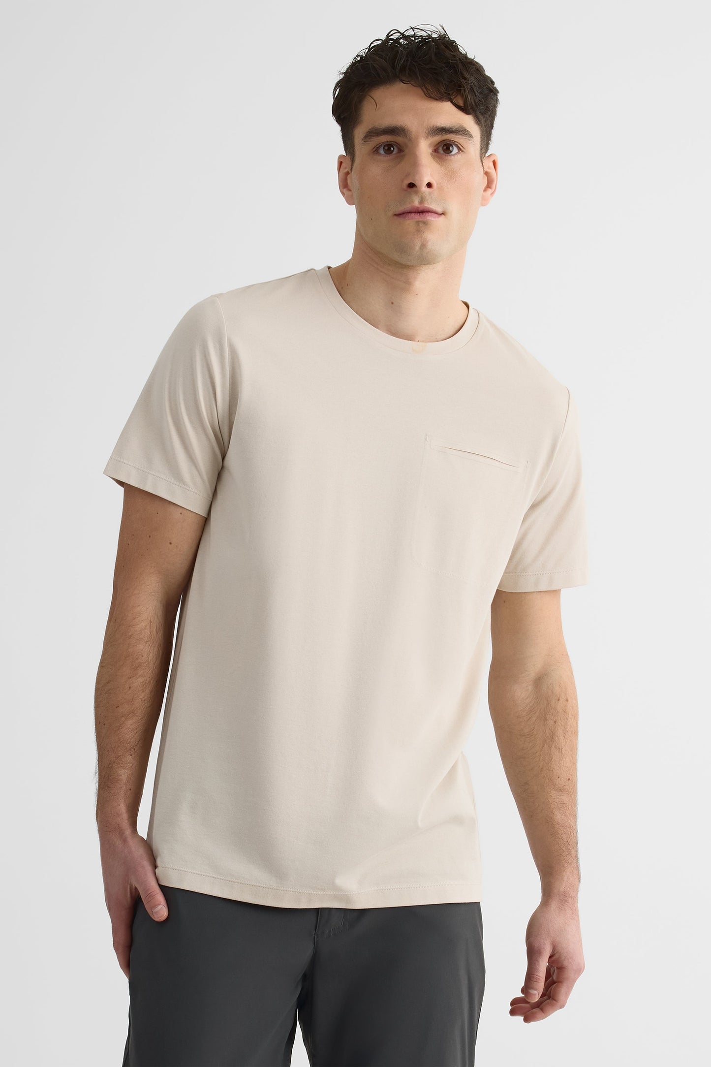 Chandail M/courtes col rond en Bamboo Tech - Femme && BEIGE