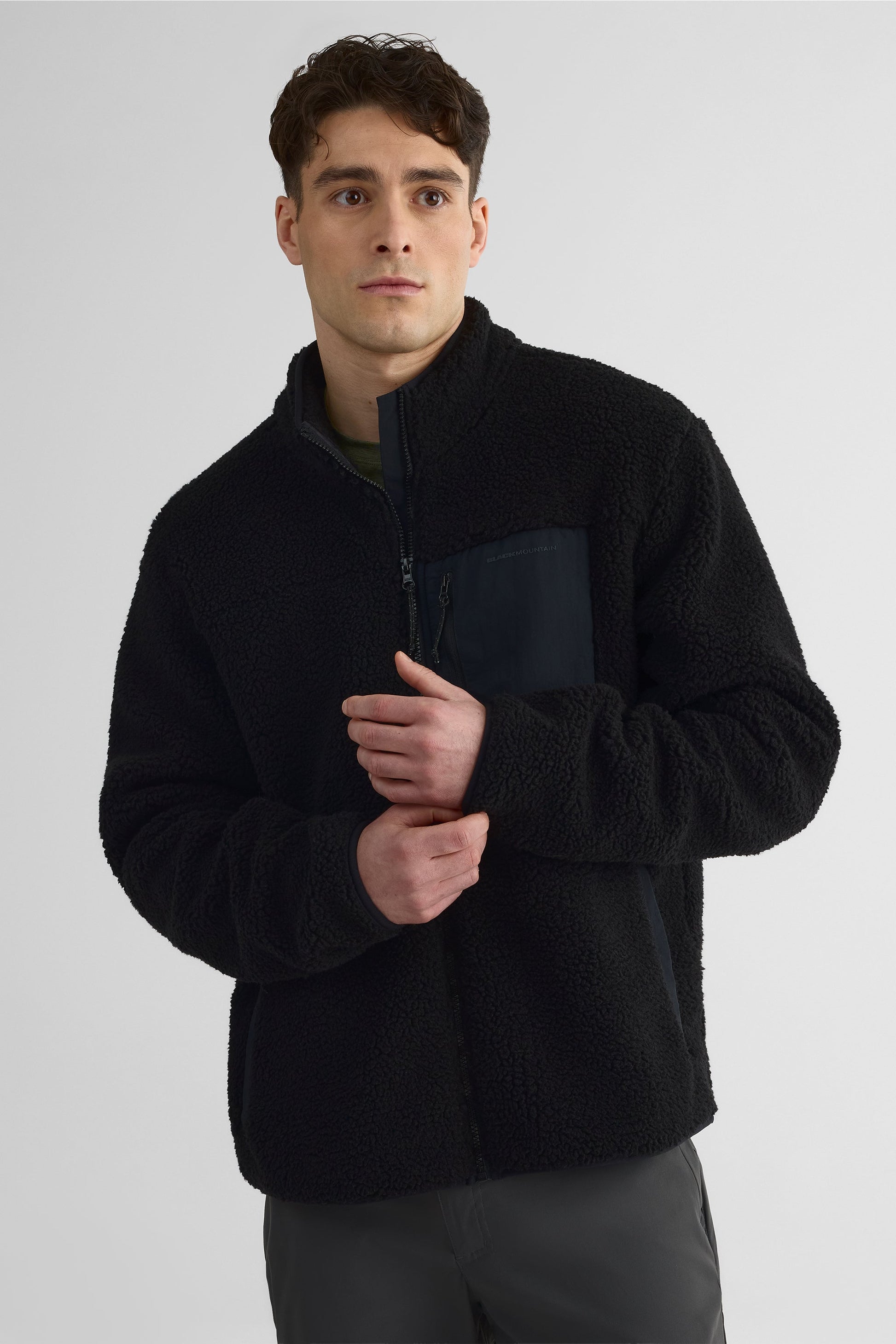 Veste homme sherpa avec poches - Polyester && NOIR
