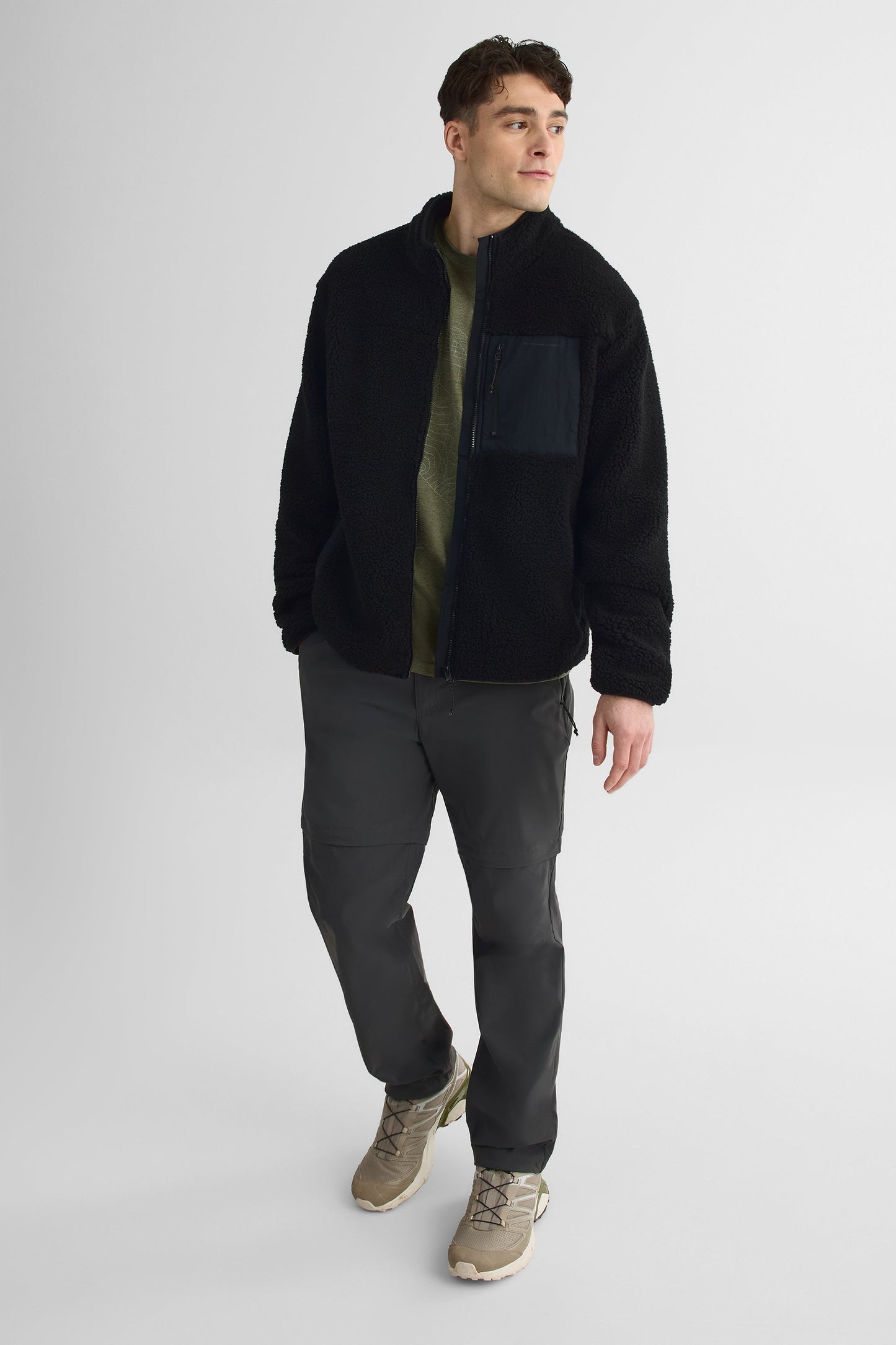 Veste homme sherpa avec poches - Polyester && NOIR