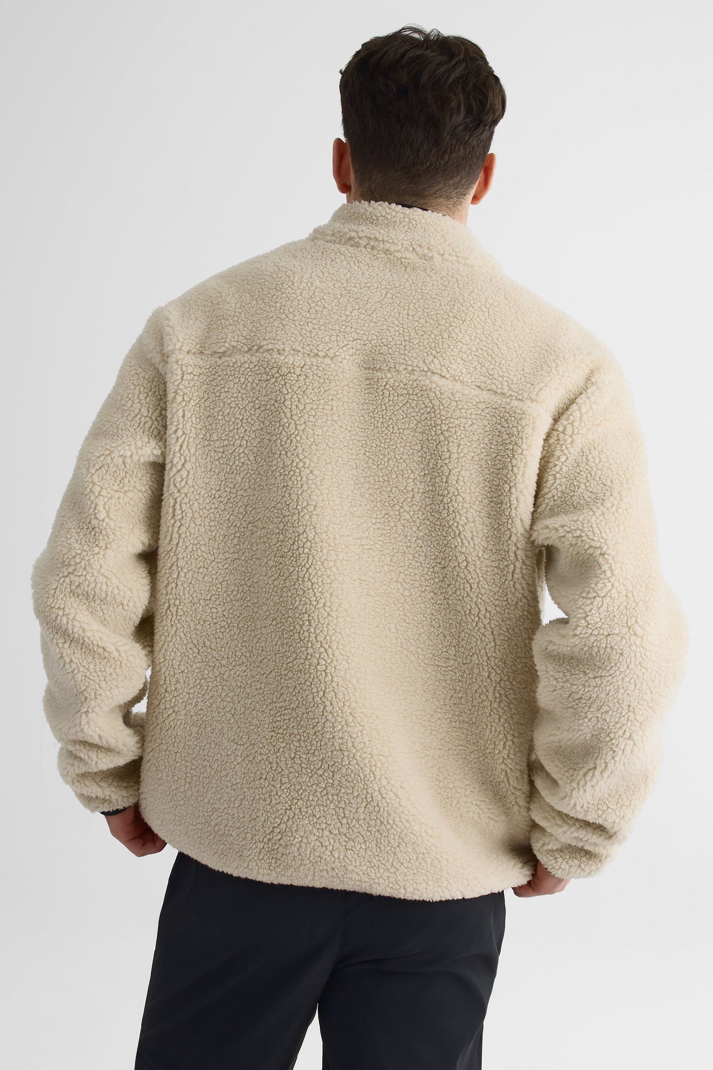 Veste homme sherpa avec poches - Polyester && BEIGE/MULTI