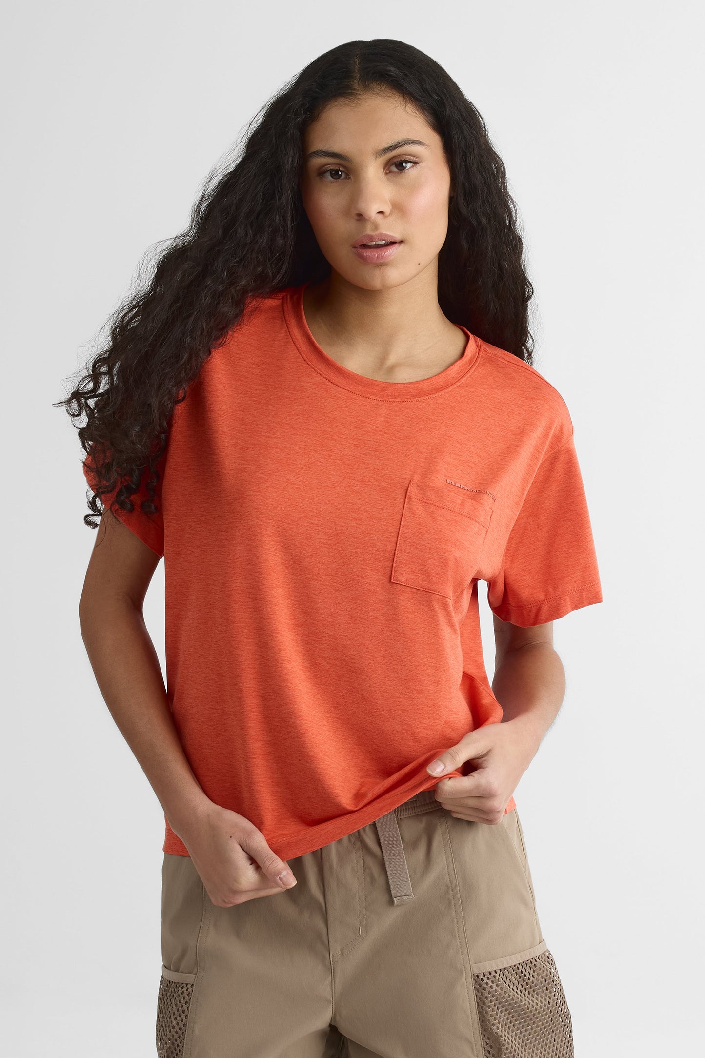 Chandail cropped à manches courtes - Femme && ORANGE
