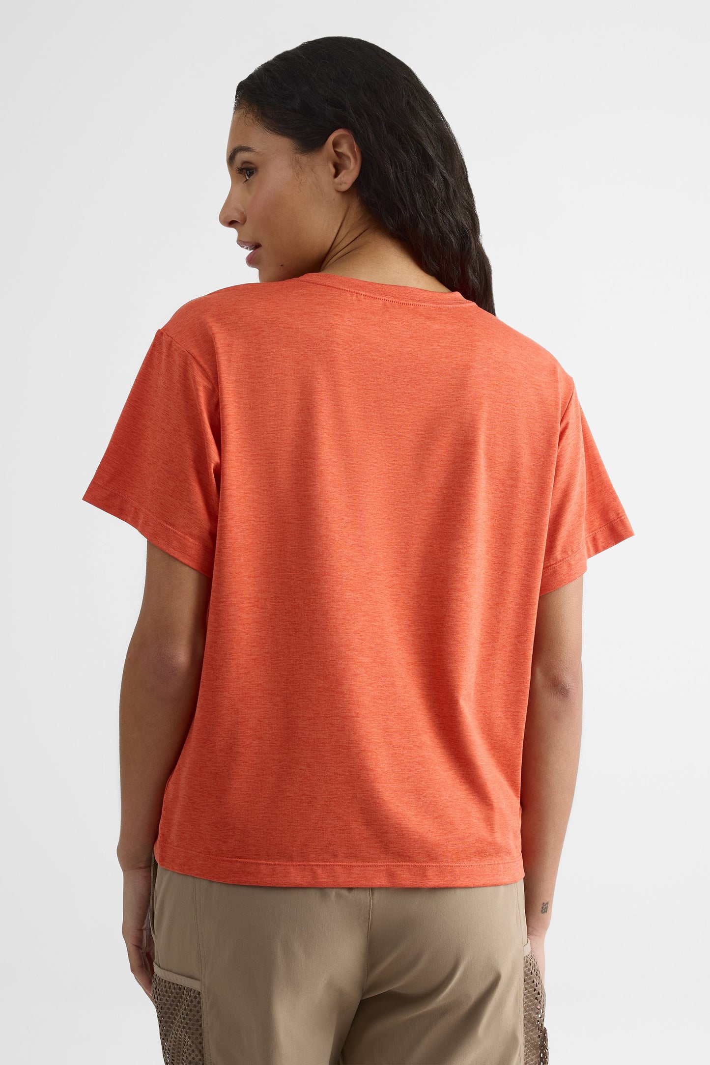Chandail cropped à manches courtes - Femme && ORANGE
