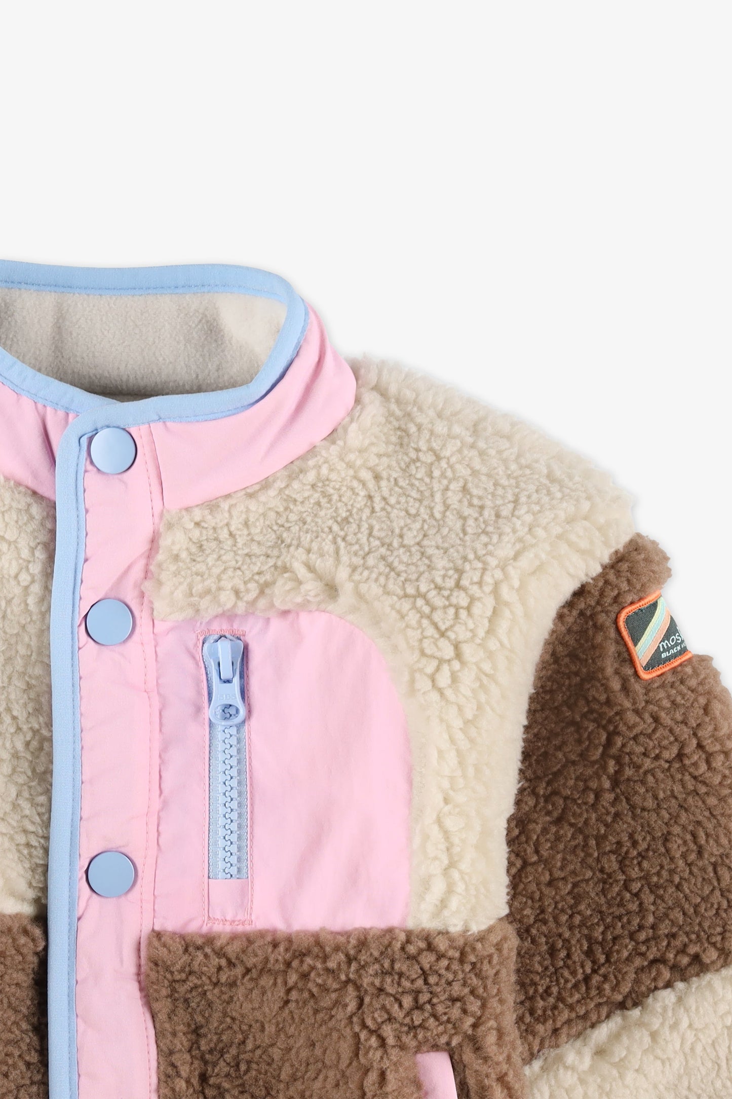 Veste color block en sherpa - Bébé fille && BLEU