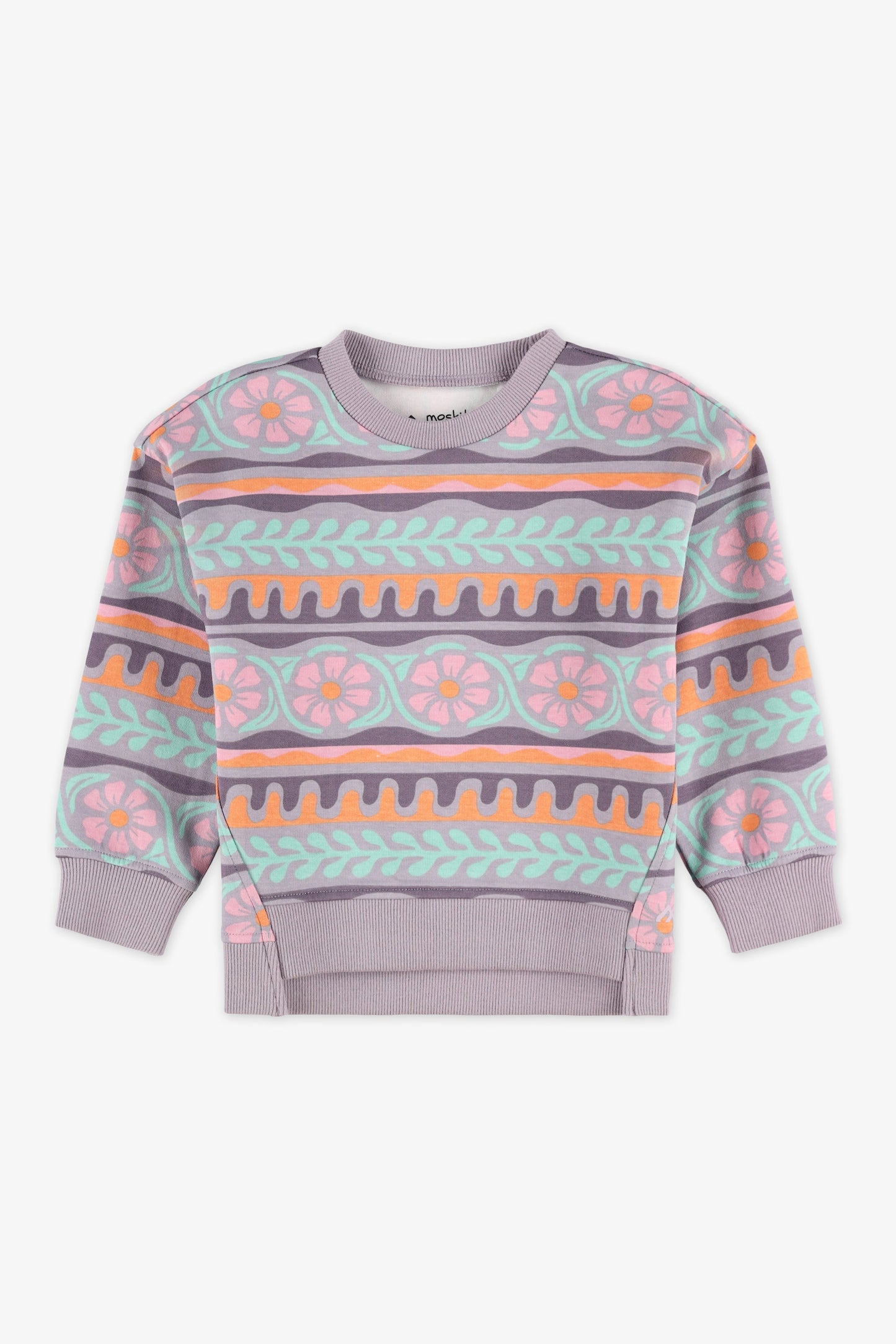 Chandail ouaté col rond imprimé - Bébé fille && ROSE MULTI