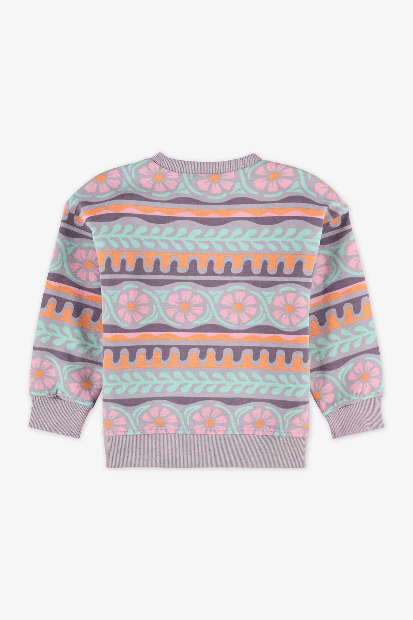 Chandail ouaté col rond imprimé - Bébé fille && ROSE MULTI