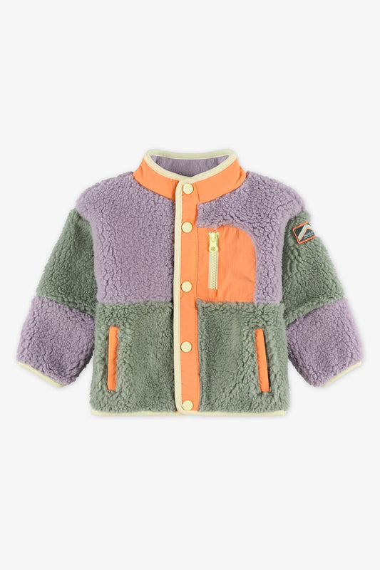 Veste color block en sherpa - Bébé fille && MAUVE
