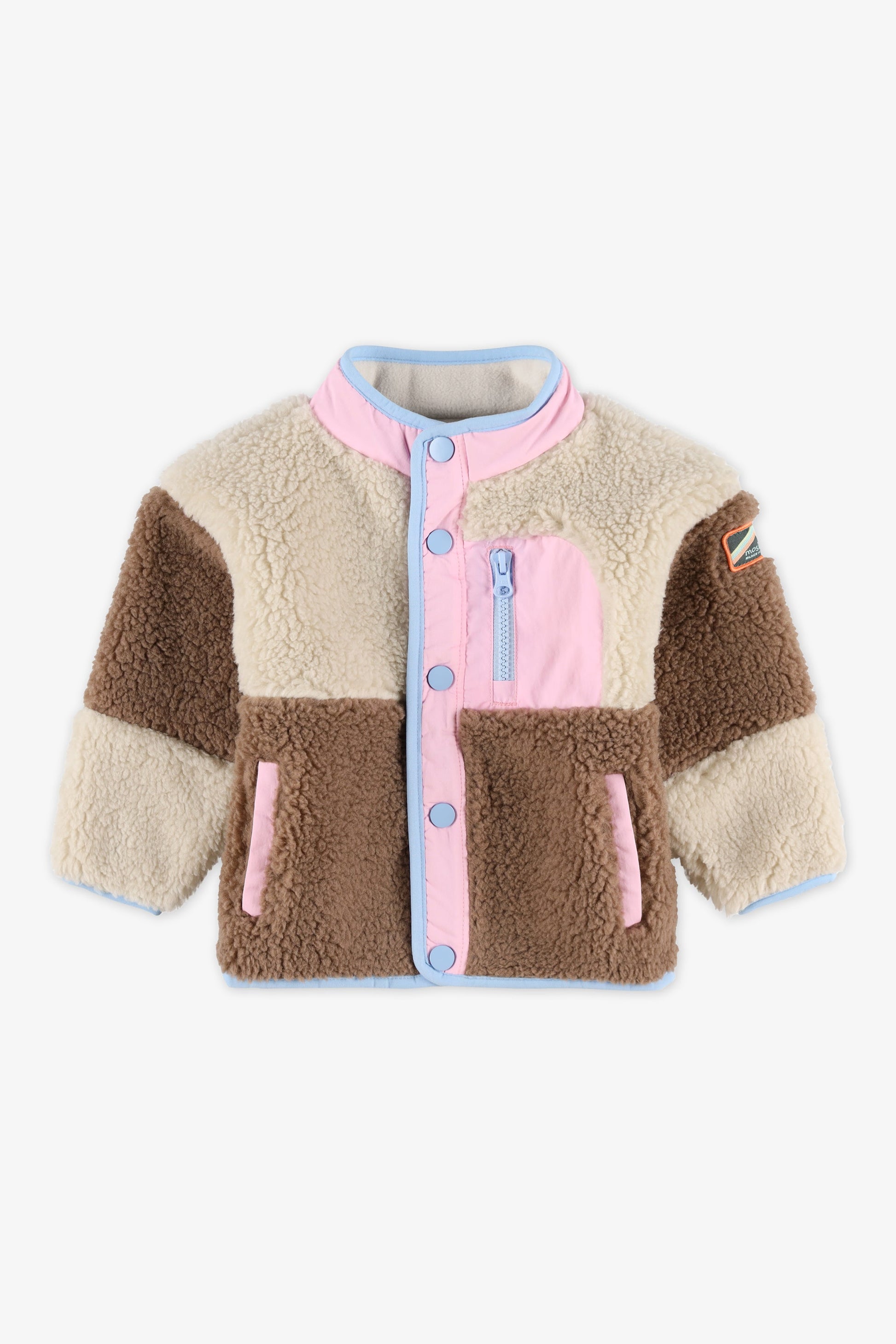 Veste color block en sherpa - Bébé fille && BLEU