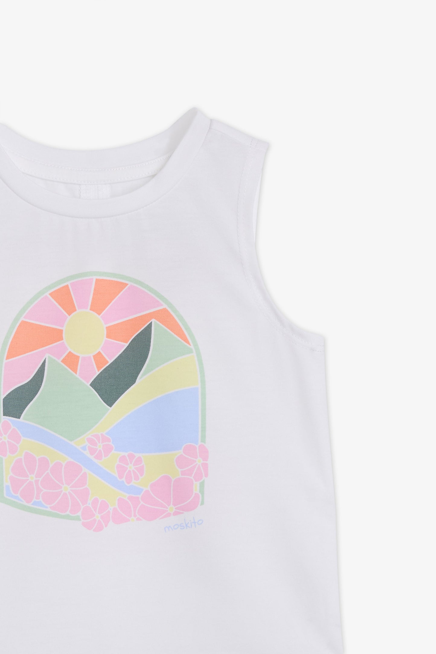 Camisole High & Low col rond – Bébé fille && BLANC