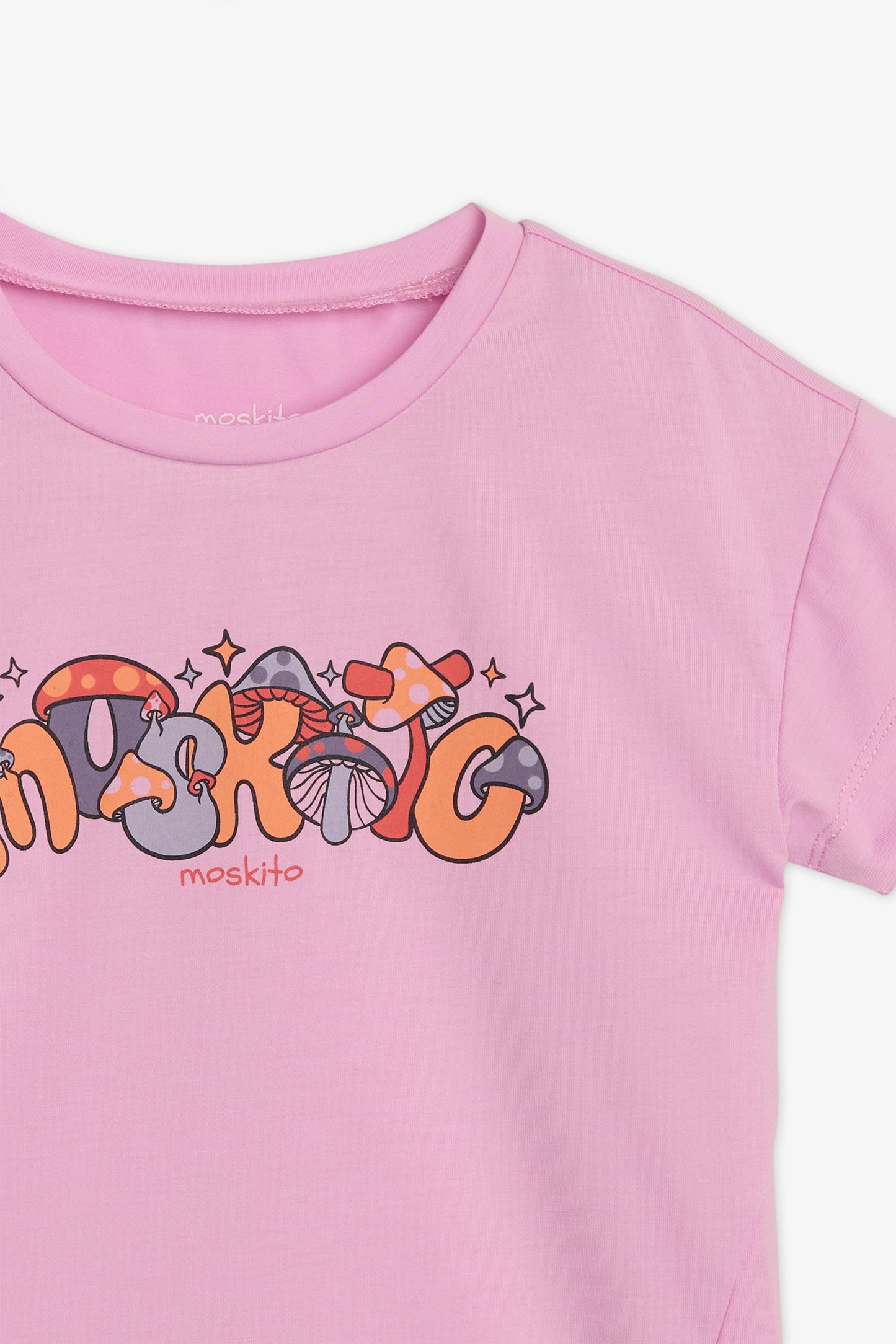 Chandail M/courtes graphique col rond - Enfant fille && ROSE