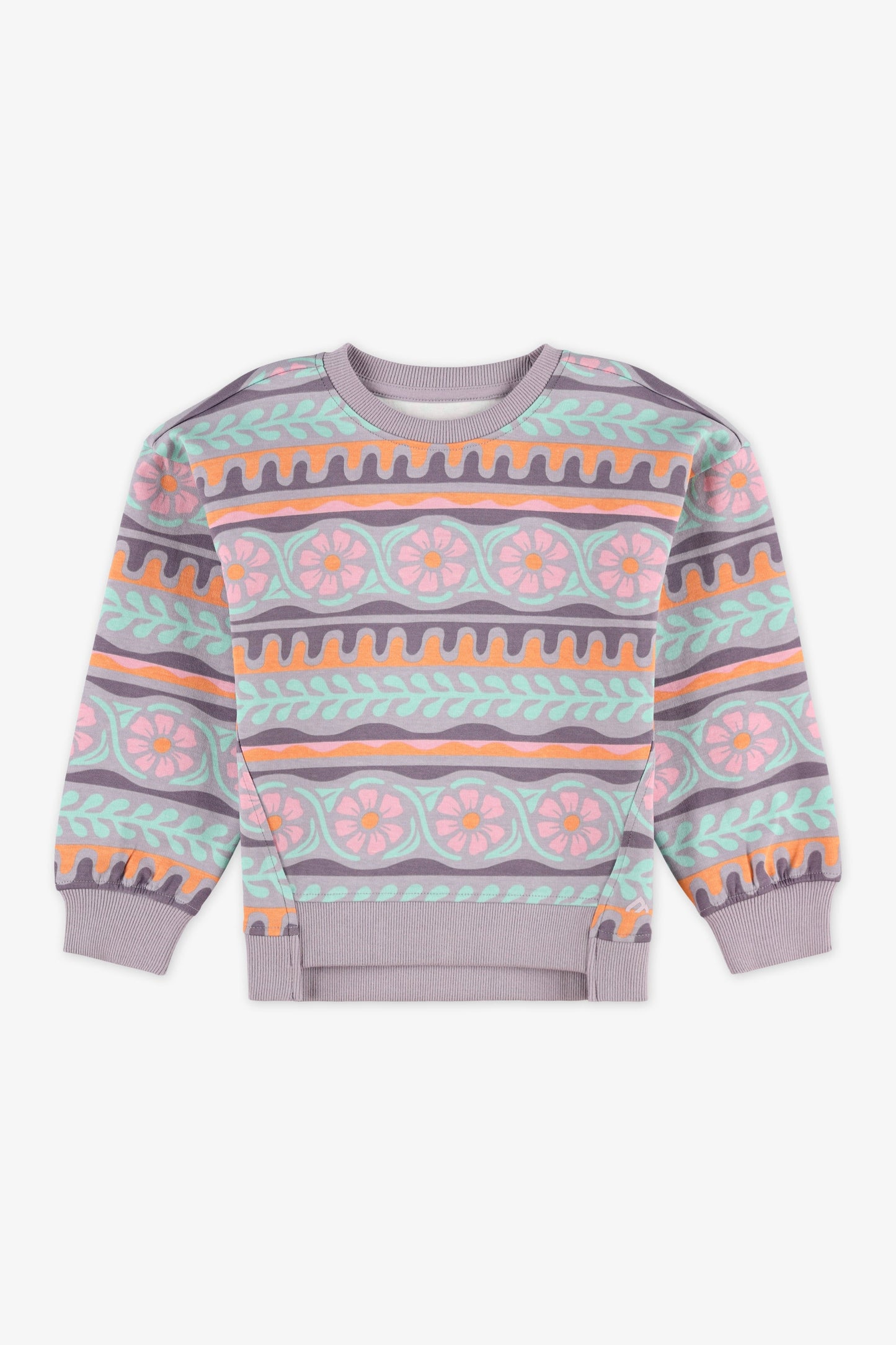 Chandail ouaté col rond imprimé - Enfant fille && ROSE MULTI