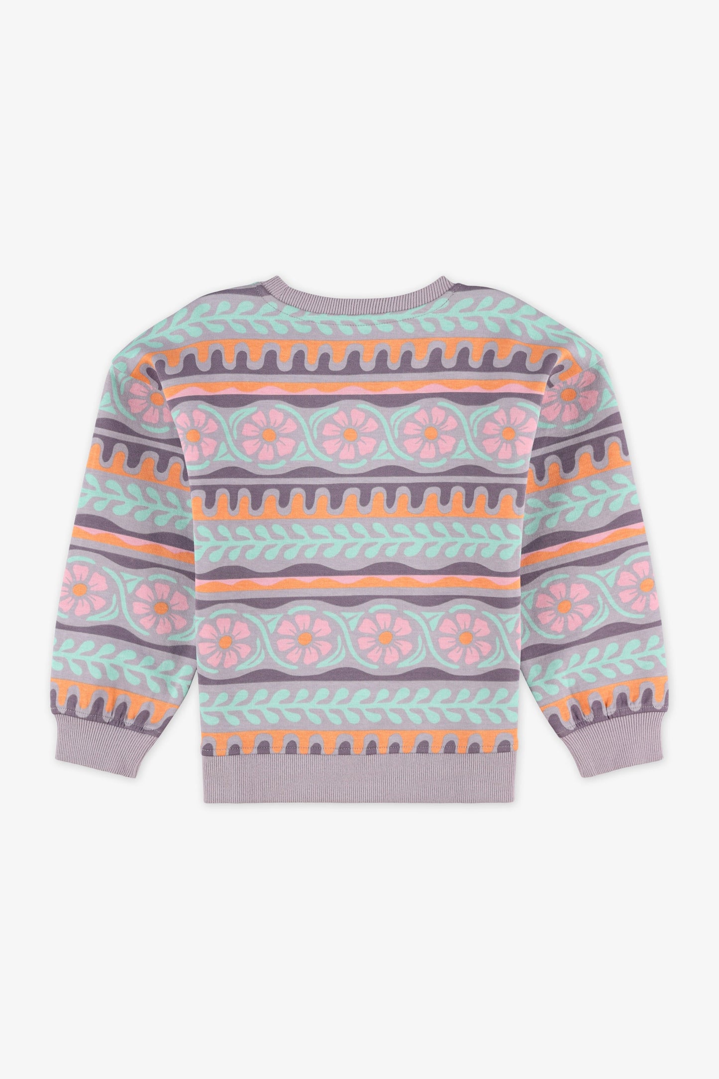 Chandail ouaté col rond imprimé - Enfant fille && ROSE MULTI