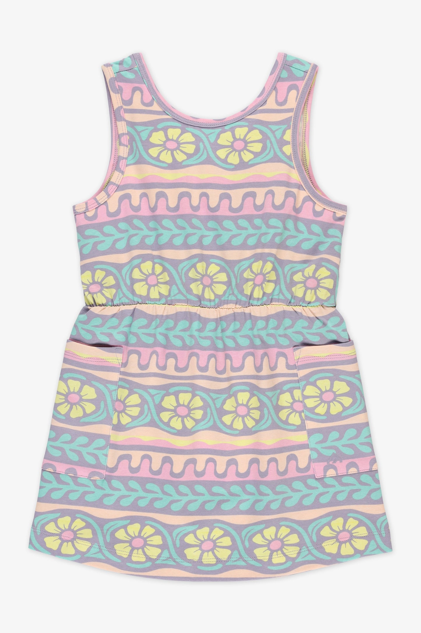 Robe S/manches col V croisée - Enfant fille && ROSE MULTI