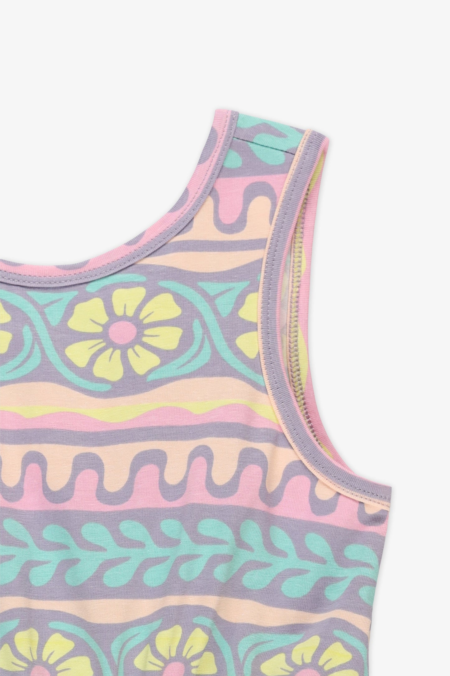 Robe S/manches col V croisée - Enfant fille && ROSE MULTI