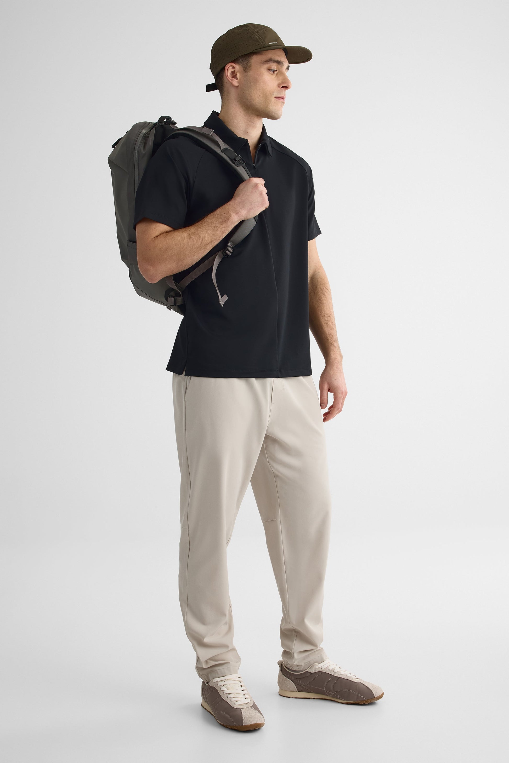 Chandail polo à manches courtes - Homme && NOIR