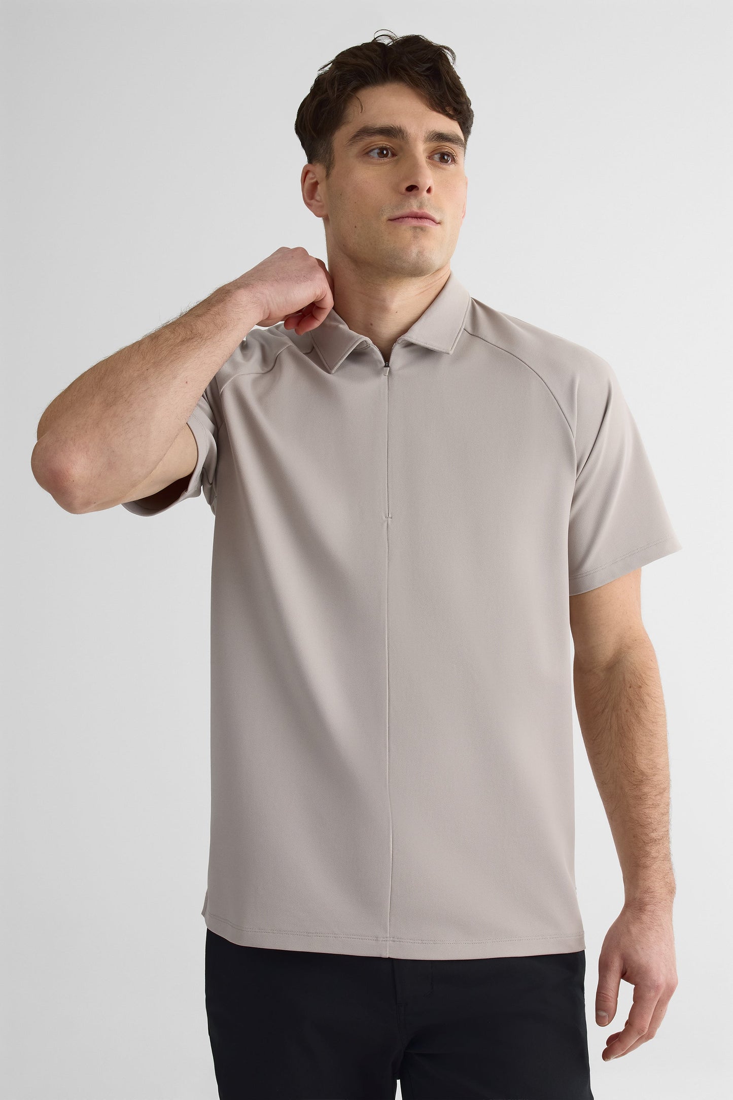 Chandail polo à manches courtes - Homme && TAUPE