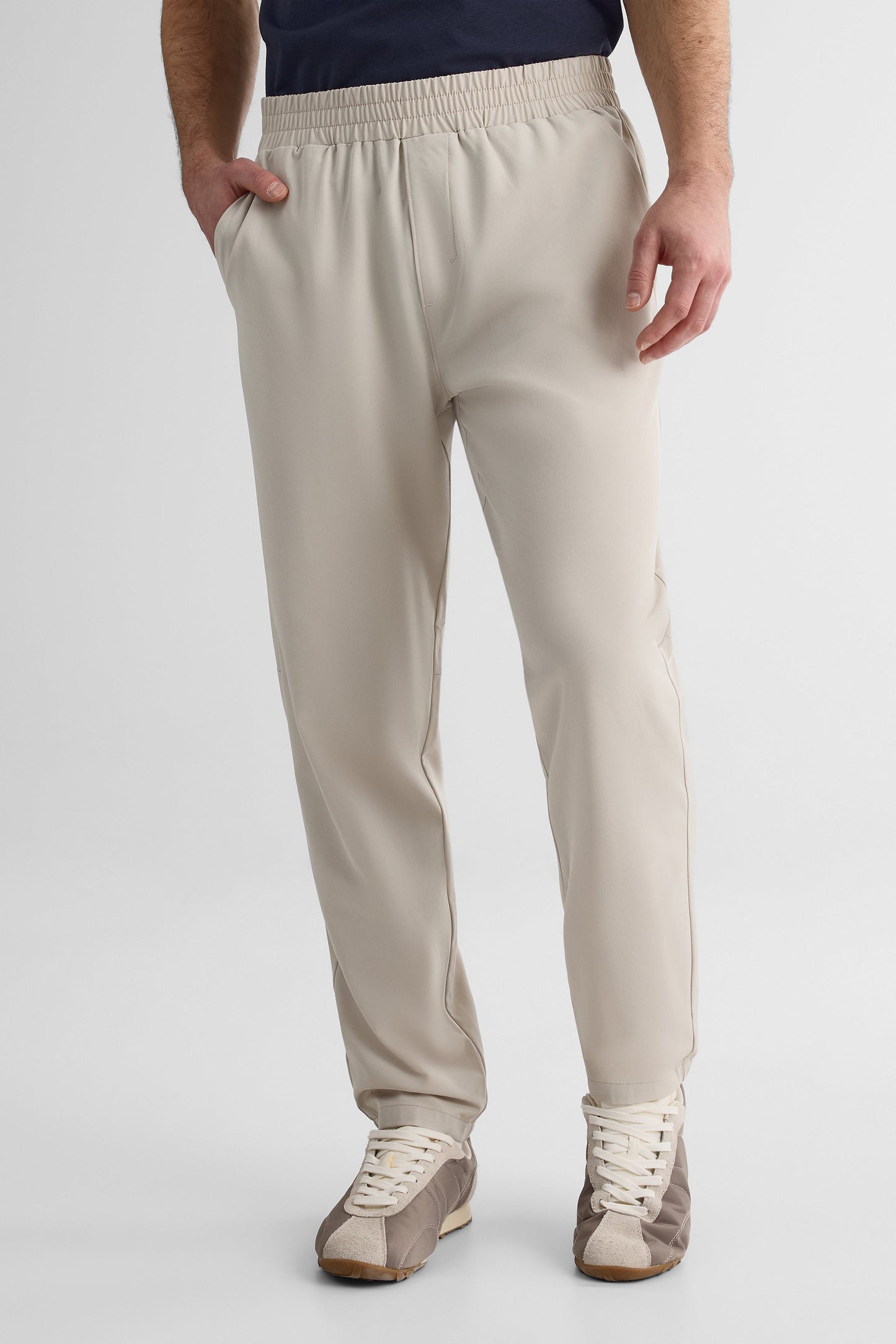 Pantalon pull-on élastique - Homme && TAUPE