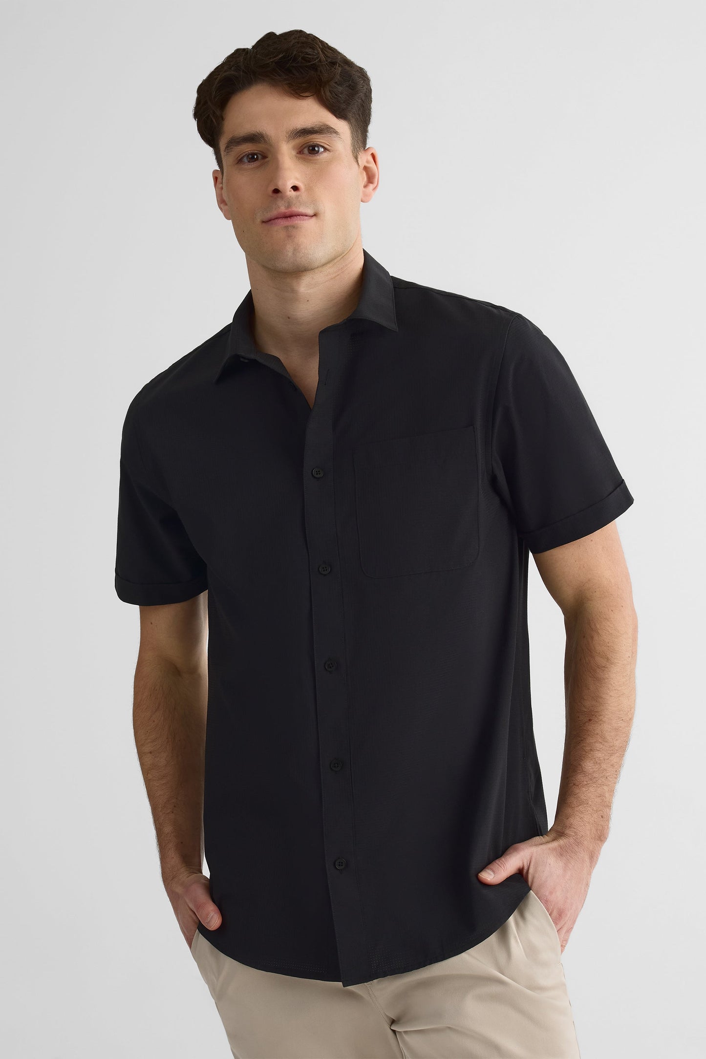 Chemise à manches courtes - Homme && NOIR